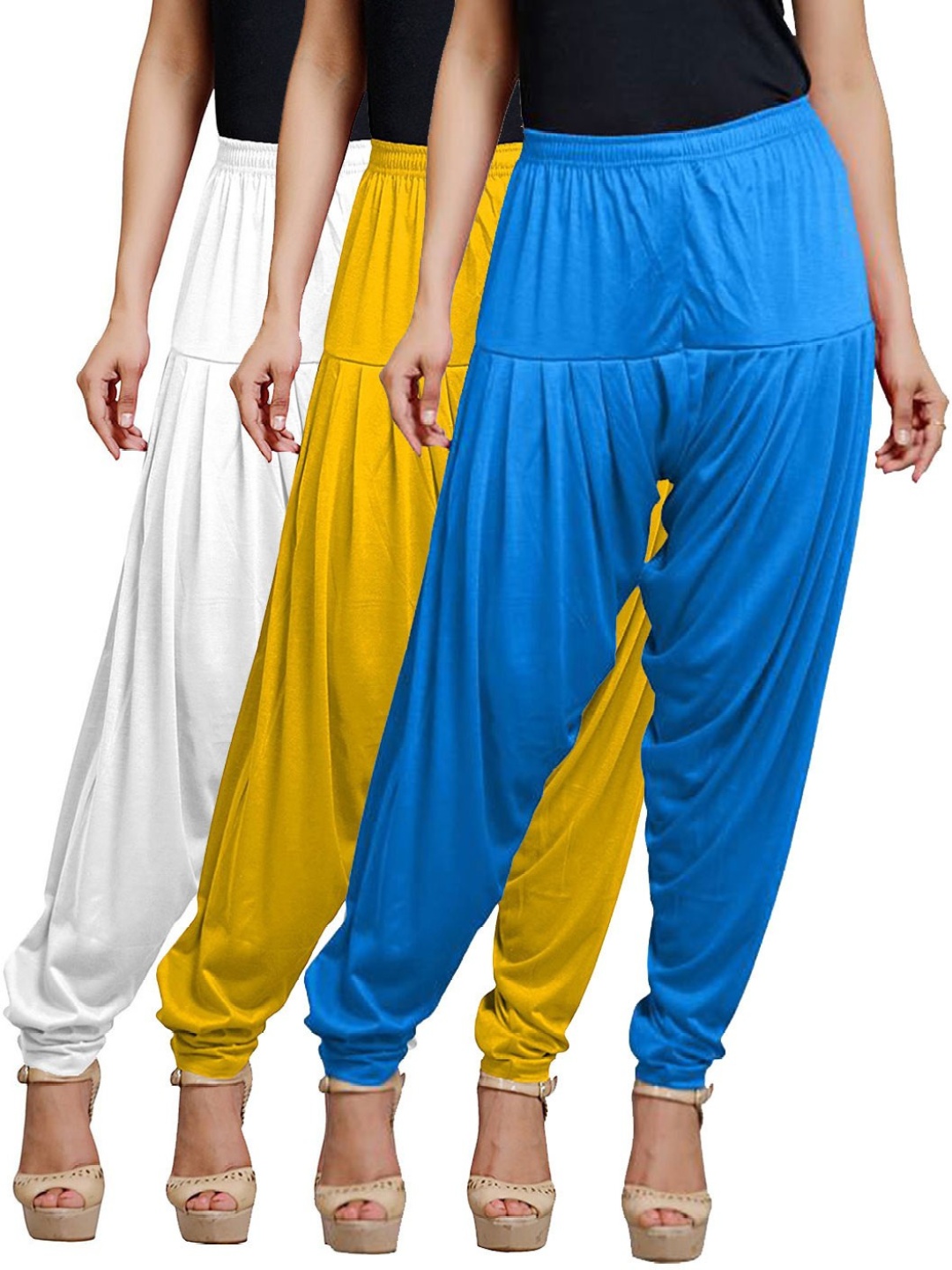 

AFRA GARMENTS Women Pack Of 3 Mid Rise Loose Fit Patiala, White