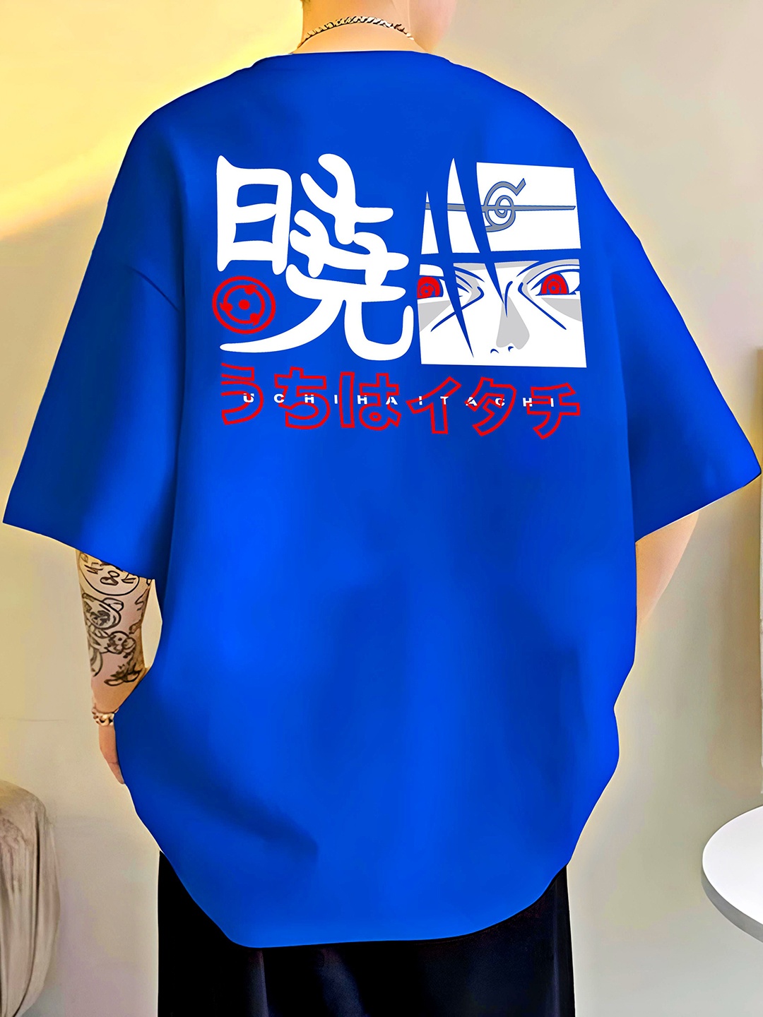 

ZEN1 FASHION Men Abzorb Graphic Printed Round Neck Cotton Oversized T-shirt, Blue