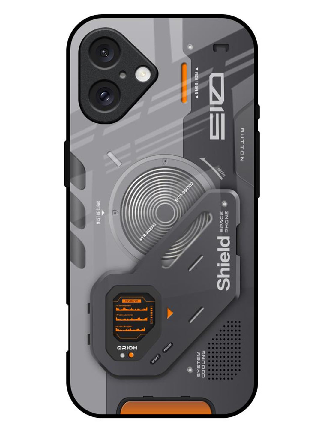 

QRIOH iPhone 16 Plus Tech Lifestyle Glass Back Case, Black