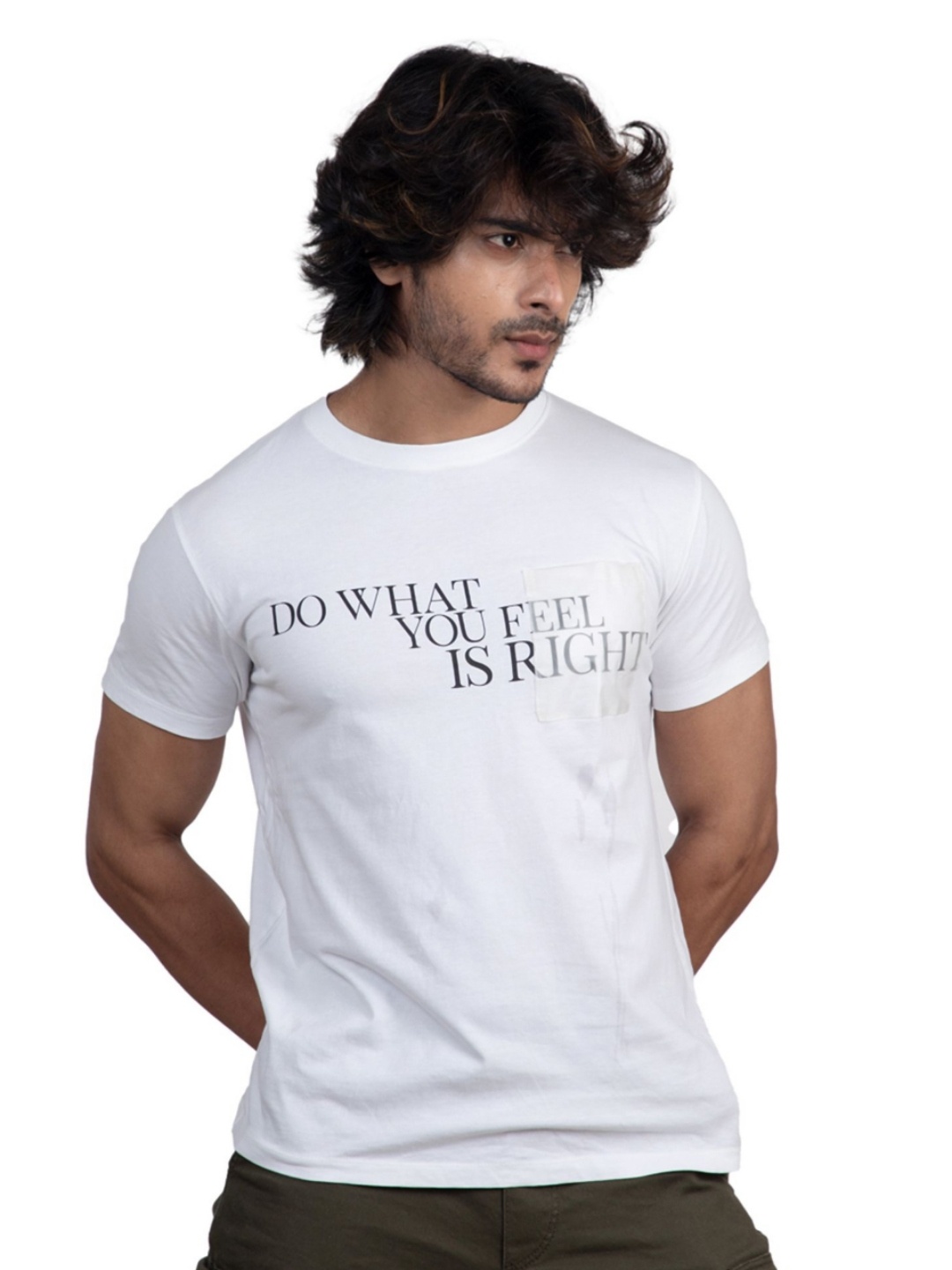 

WALAWALI Unisex Typography Printed Round Neck Cotton T-shirt, White