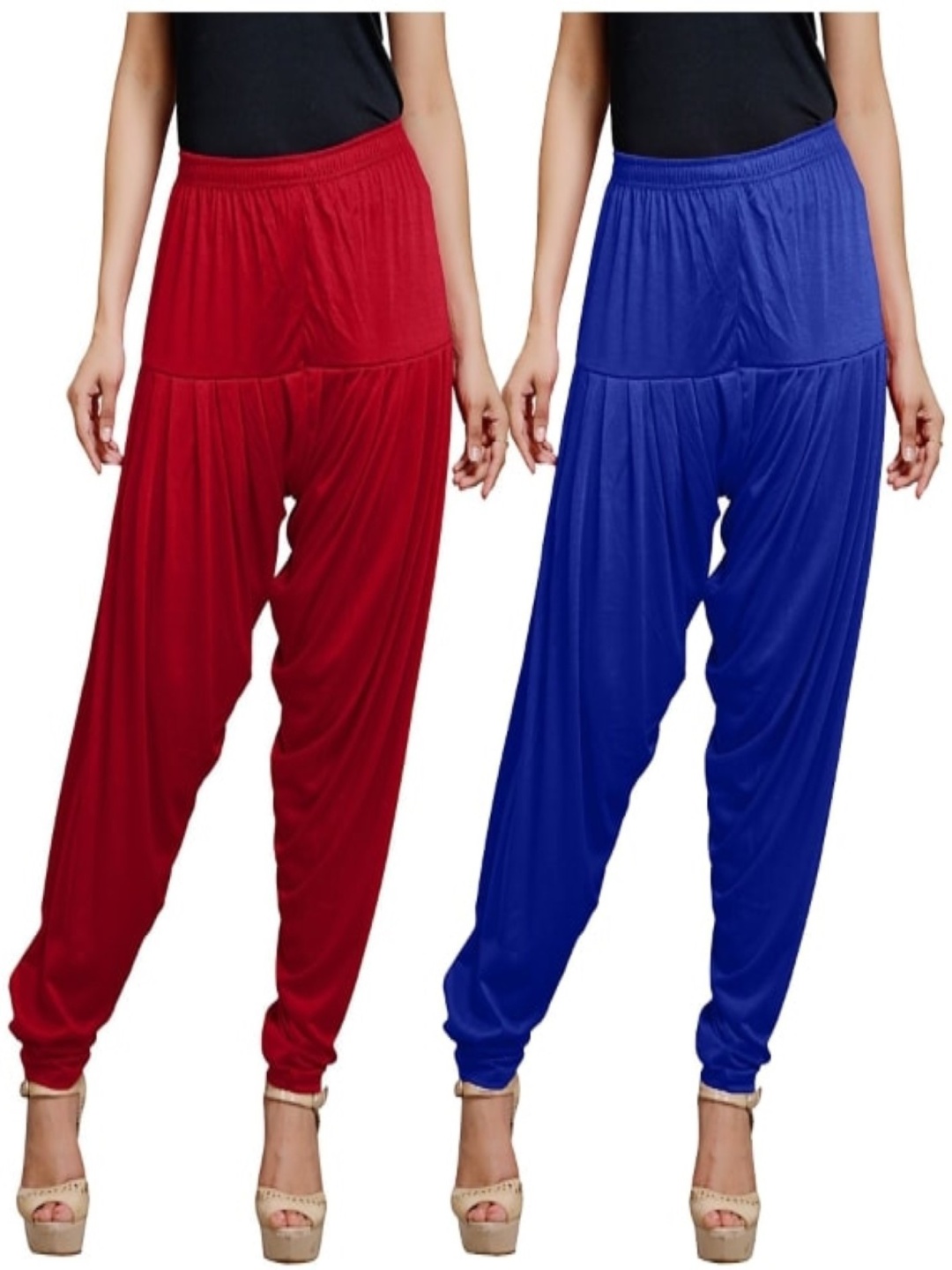 

AFRA GARMENTS Women Pack of 3 Mid-Rise Patiala, Red
