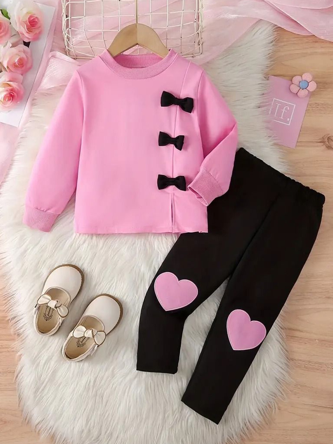 

AVOVU Girls Embellished Long Sleeves Sweatshirt With Trouser, Pink