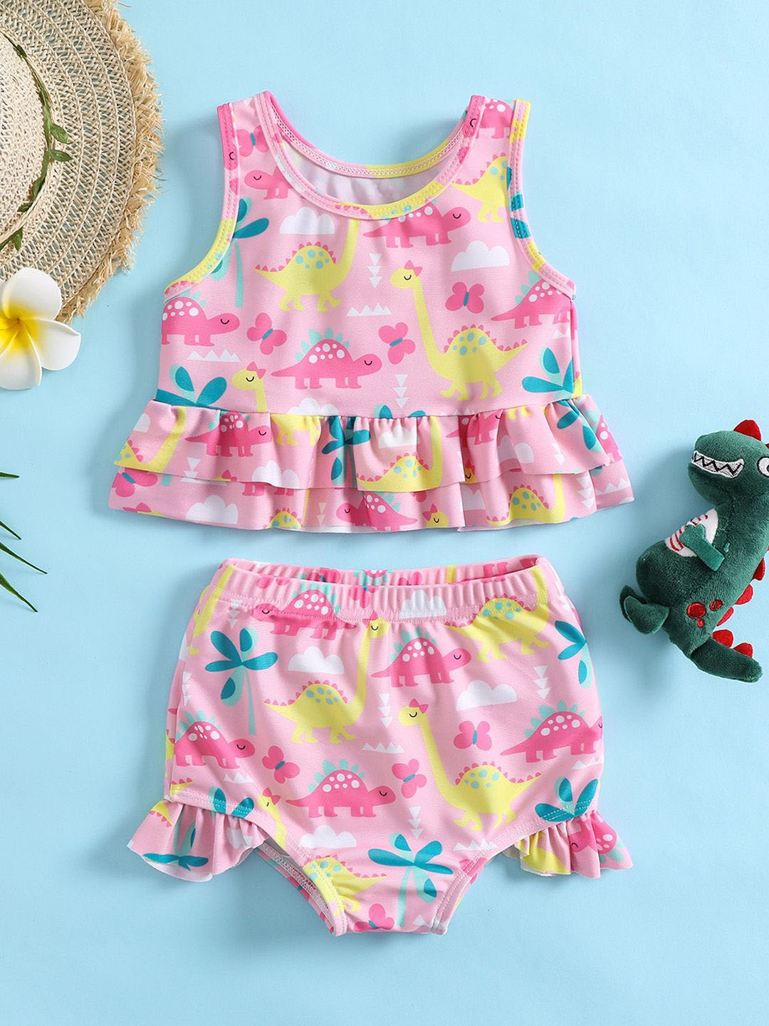 

YK Infant Girls Printed Top & Shorts Swim Set, Pink