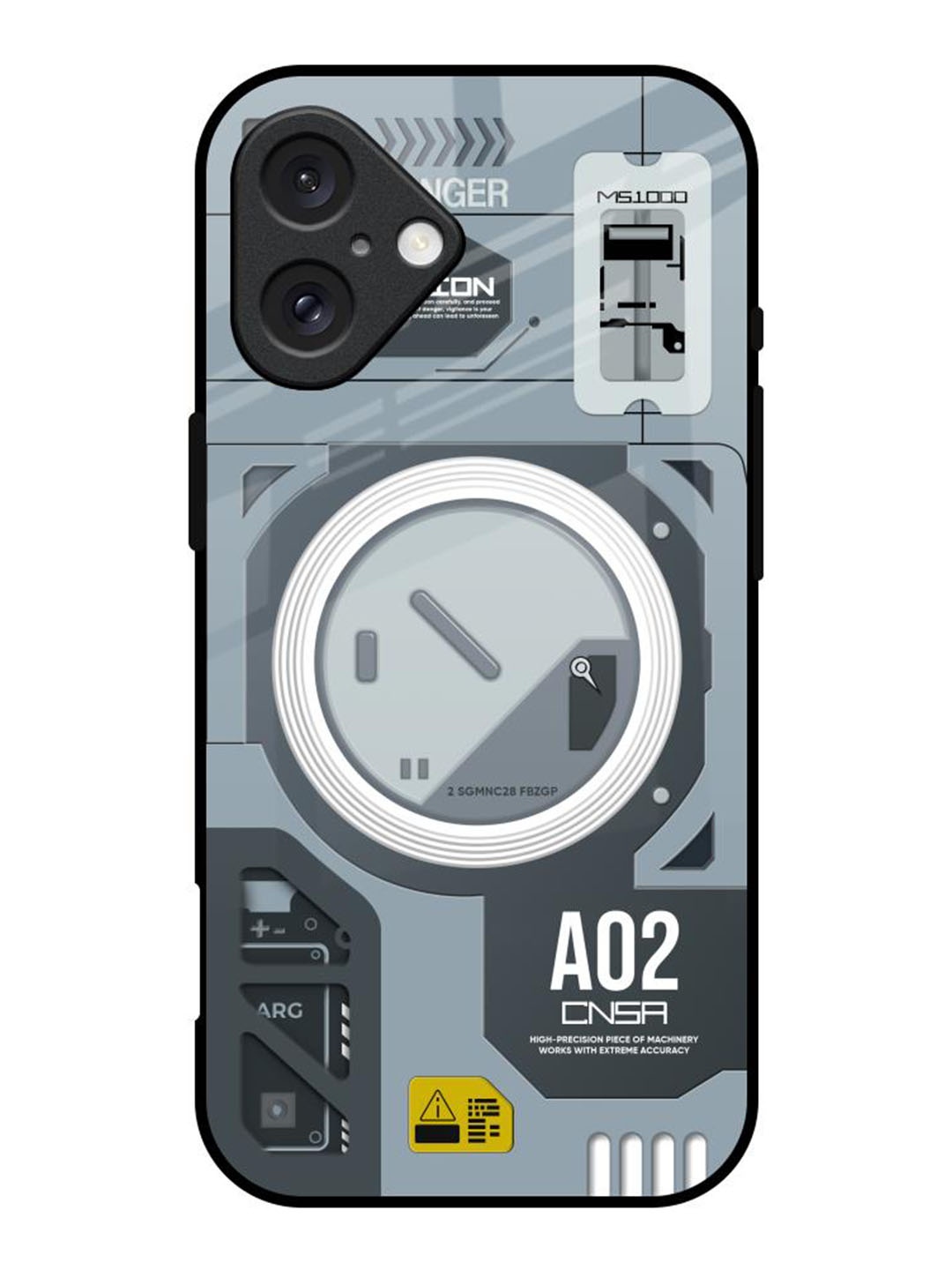 

QRIOH Modern Technology Printed iPhone 16 Back Case, Grey