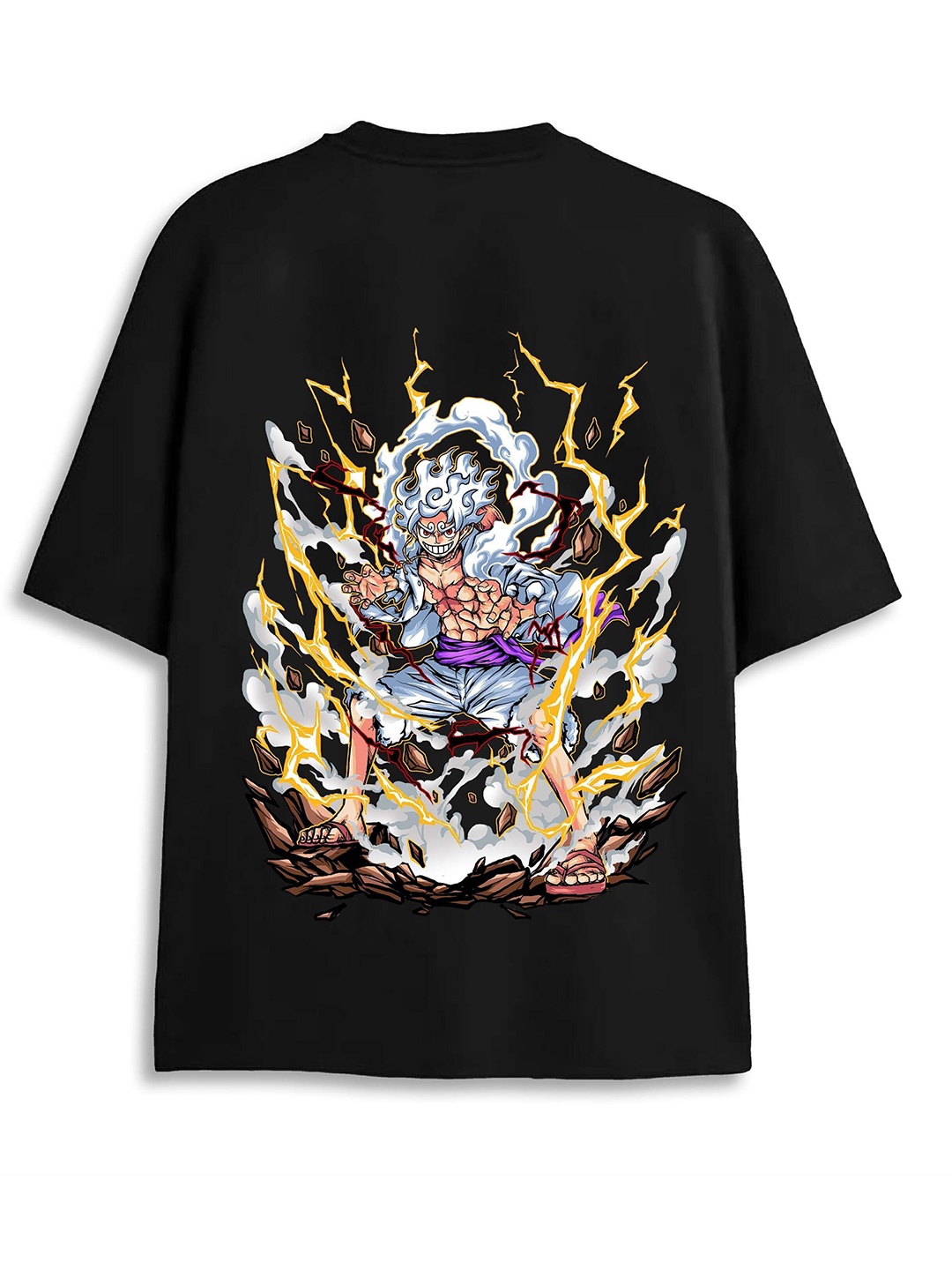 

ZEN1 FASHION Men Abzorb Graphic Printed Round Neck Cotton Oversized T-shirt, Black