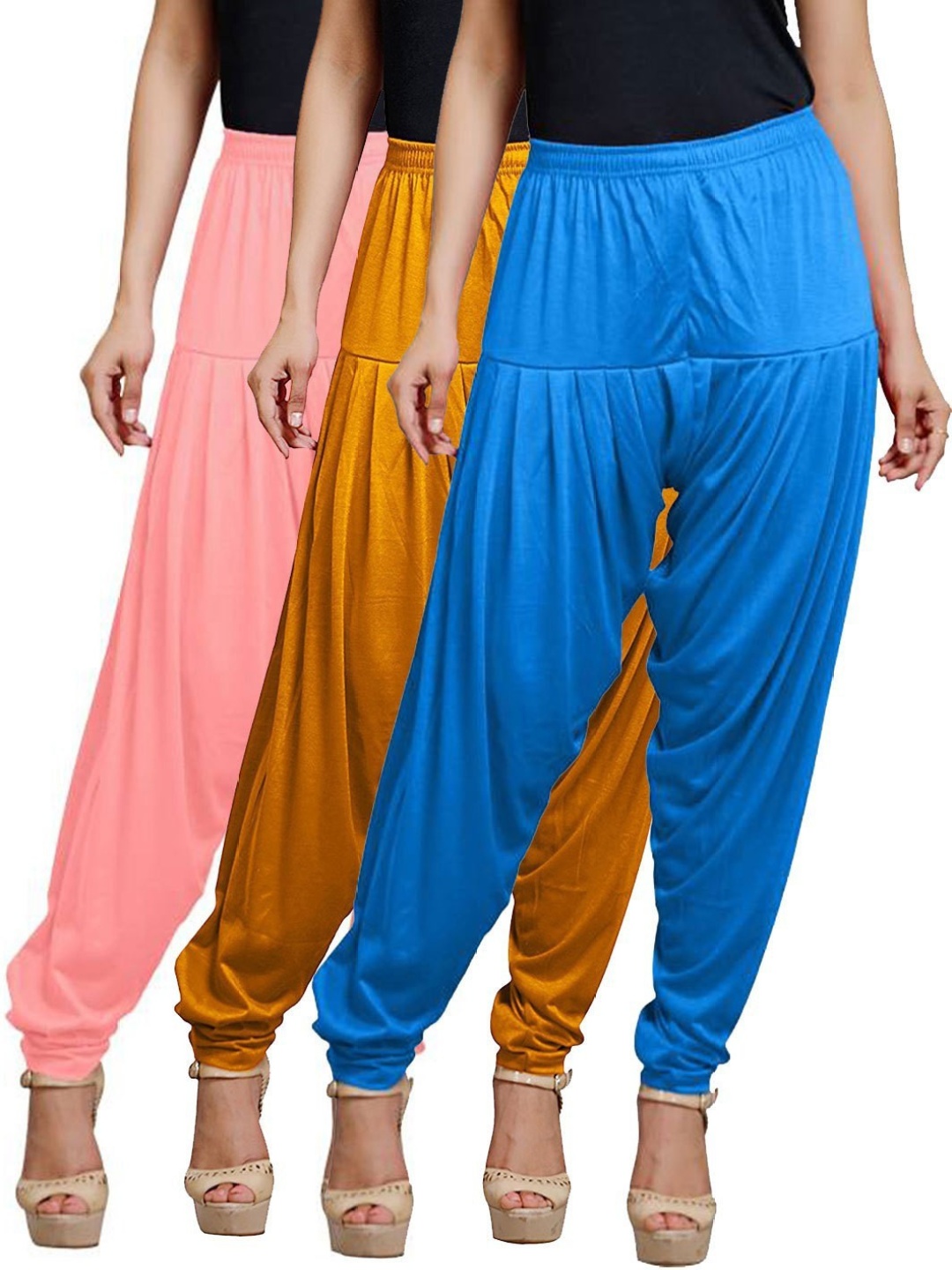 

AFRA GARMENTS Pack Of 3 Loose-Fit Patiala, Peach