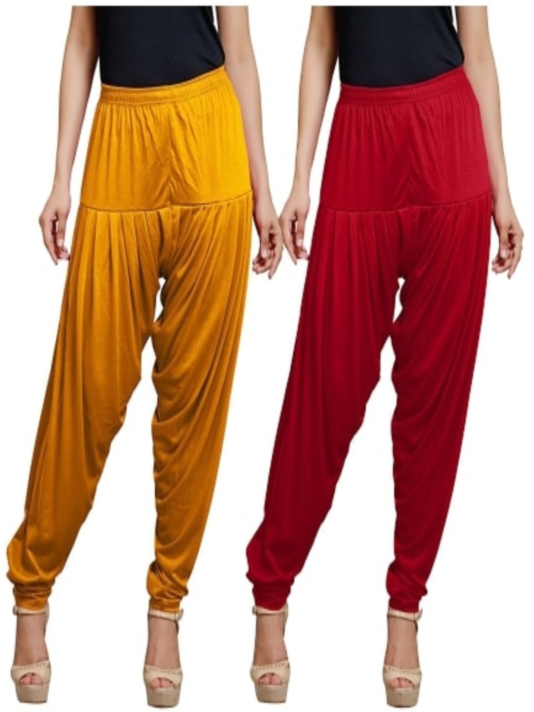 

AFRA GARMENTS Women Pack Of 2 Loose Fit Mid Rise Patiala, Gold