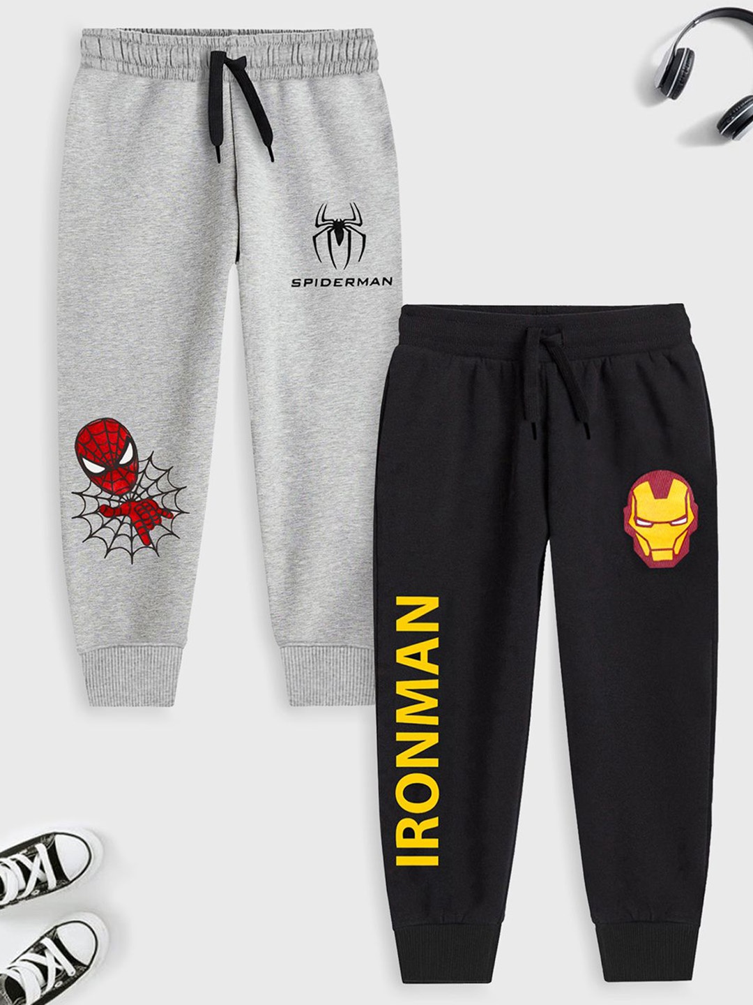 

Marvel by Miss and Chief Boys Pack Of 2 Avengers Printed Joggers, Black