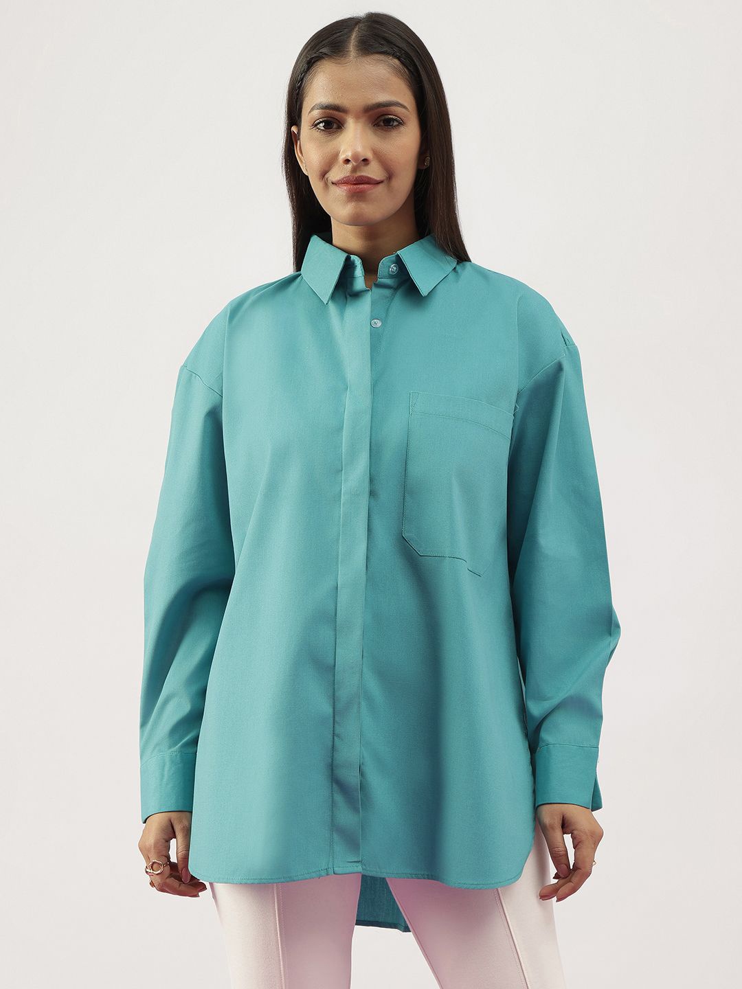 

Code 61 Women Comfort Opaque Casual Shirt, Turquoise blue