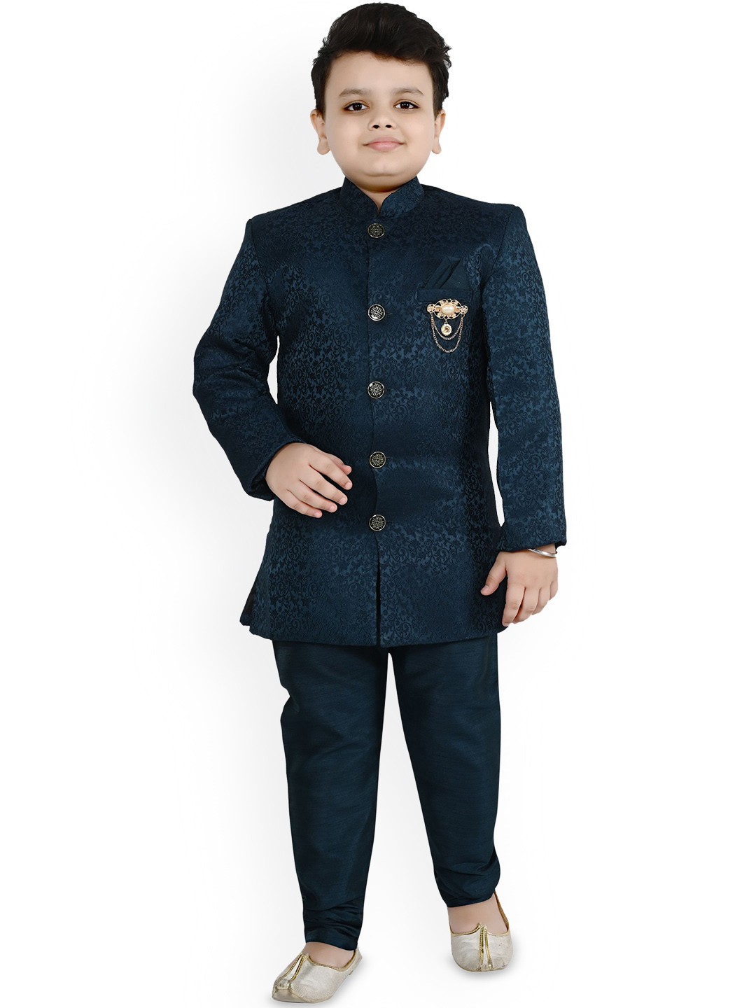

Arshia Fashions Boys Embroidered Sherwani With Trouser, Blue