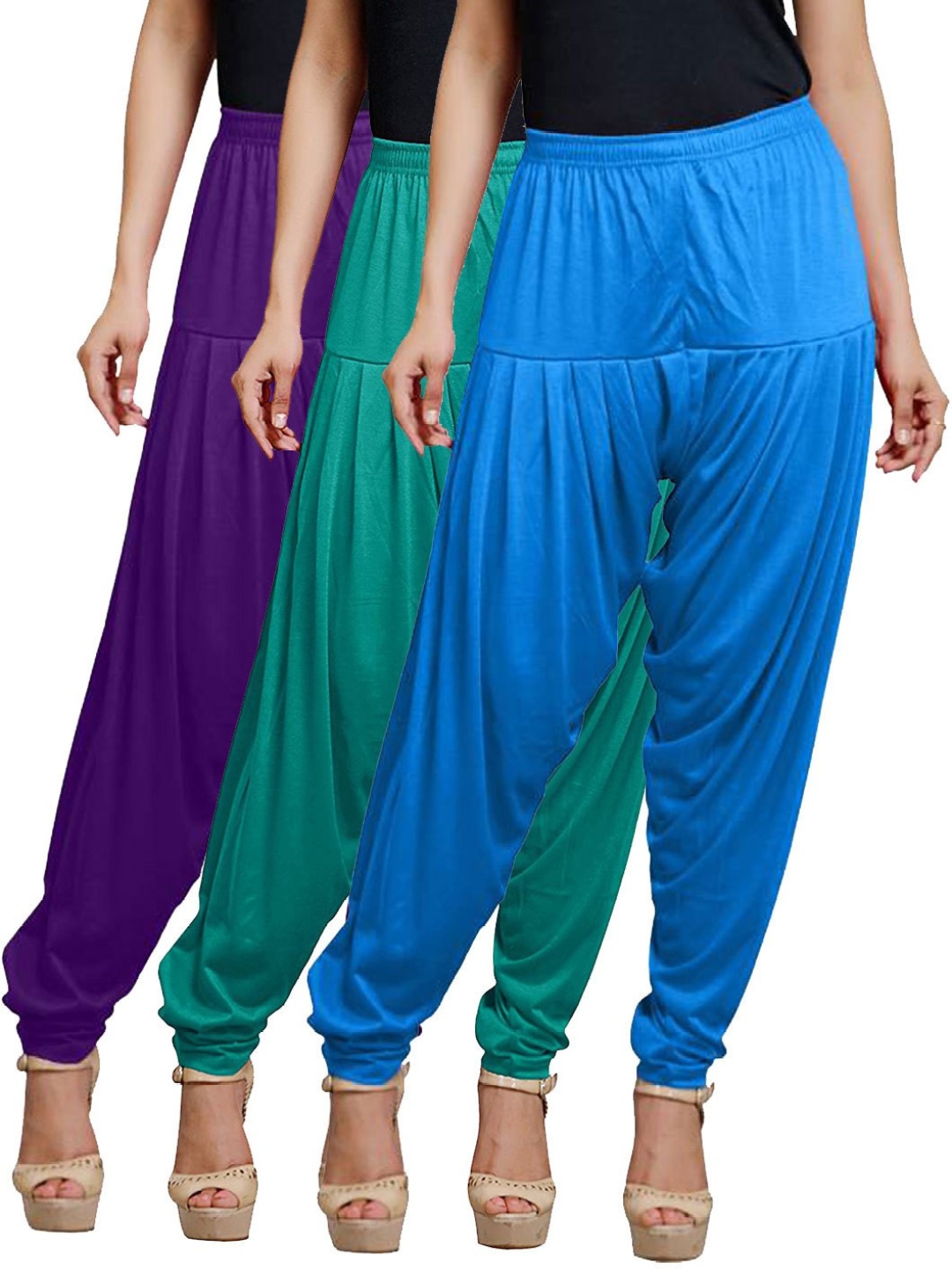 

AFRA GARMENTS Women Pack Of 3 Mid-Rise Loose-Fit Patiala, Blue