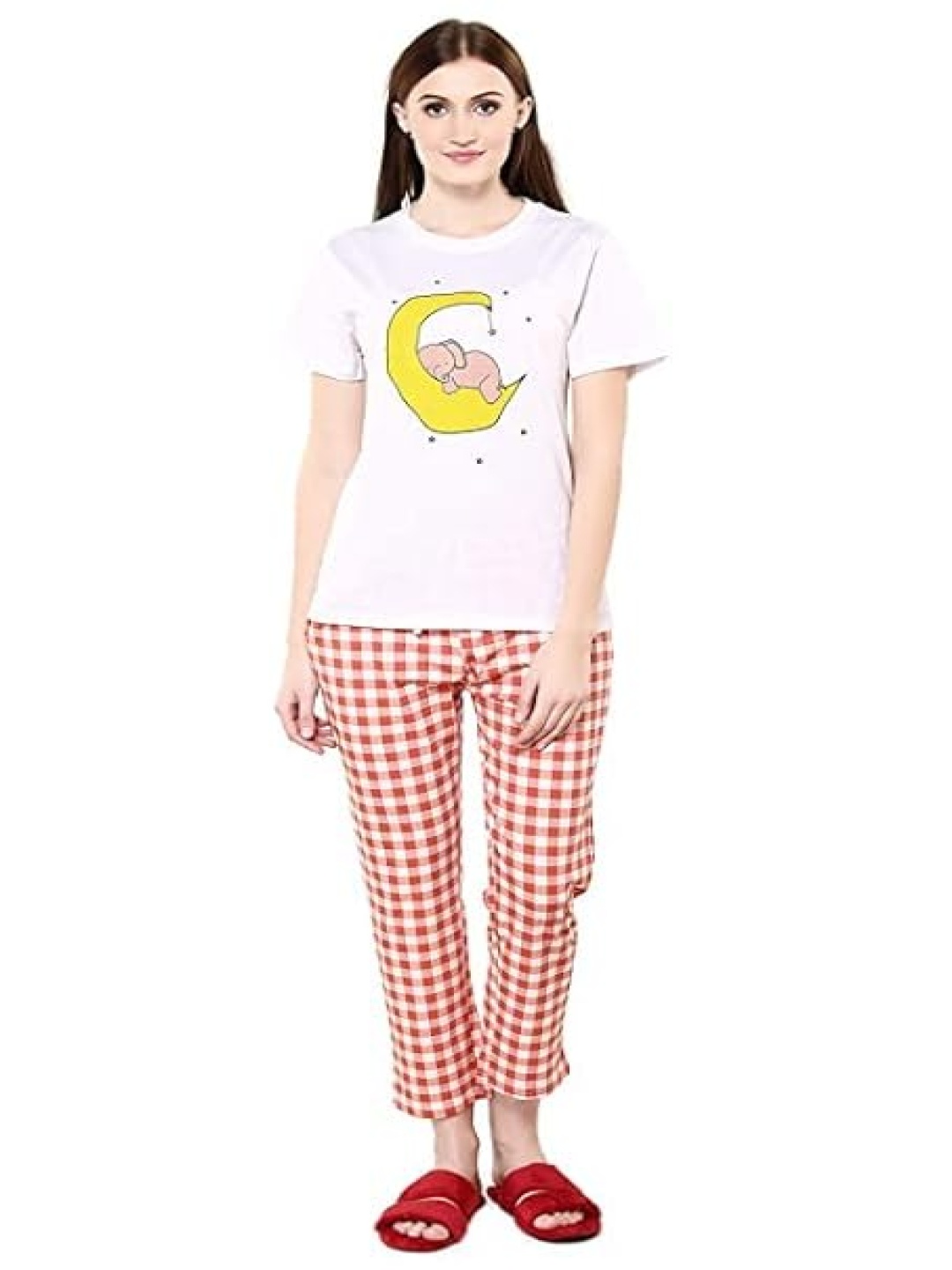 

evolove Women Printed Night suit, Peach