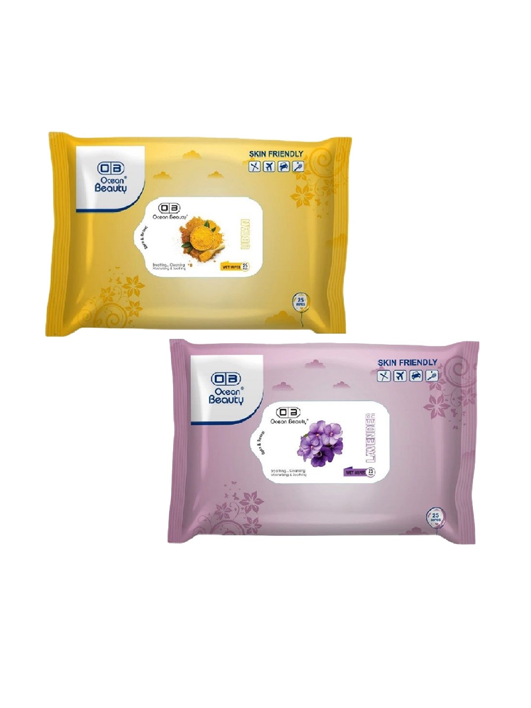

OB Ocean Beauty Set Of 2 Cleansing Moisturizing & Soothing Wet Wipes - 25Pcs Each, White
