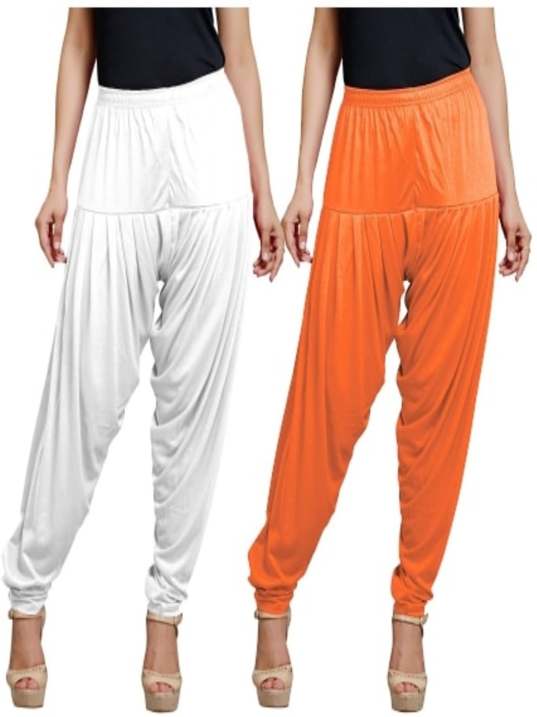 

AFRA GARMENTS Pack Of 2 Mid-Rise Loose-Fit Patiala, White