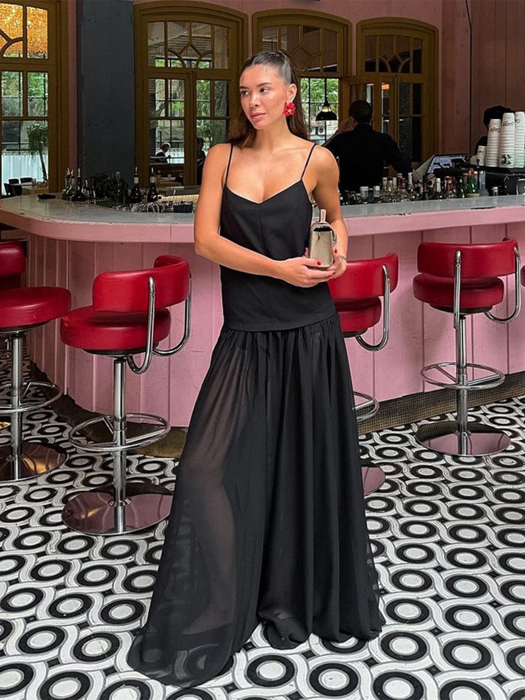 

MIAKEE Women Print Maxi Dress, Black