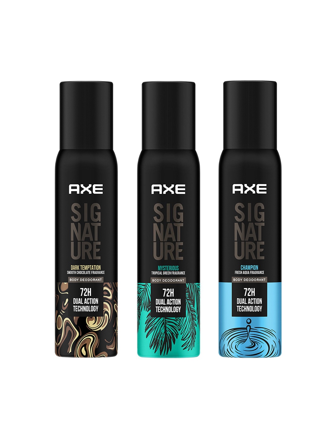 

AXE Men Set Of 3 Signature Champion, Dark Temptation & Mysterious Body Deodorant, Black