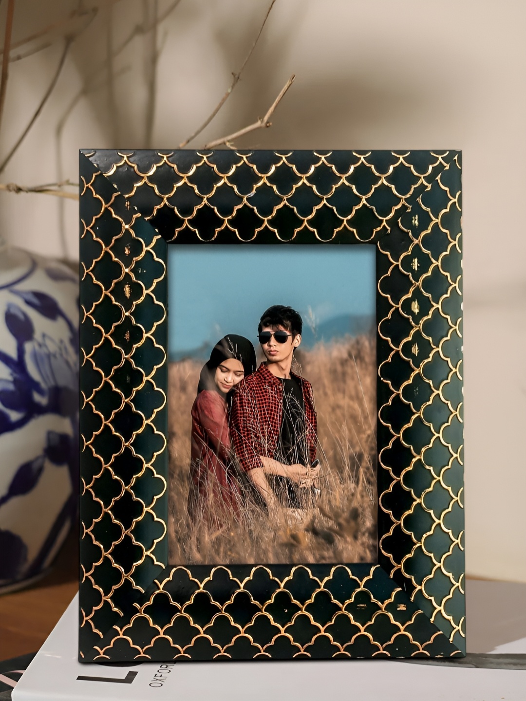 

Art Street Black Self Design Printed MDF Table Photo Frames