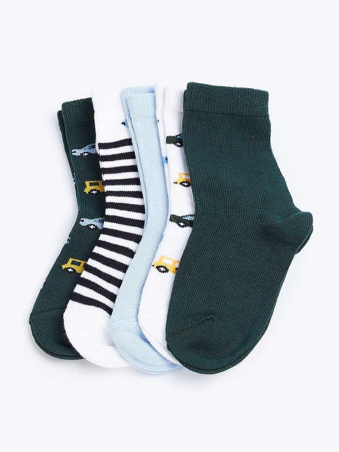 

max Boys Pack Of 5 Patterned Ankle-Length Socks, White