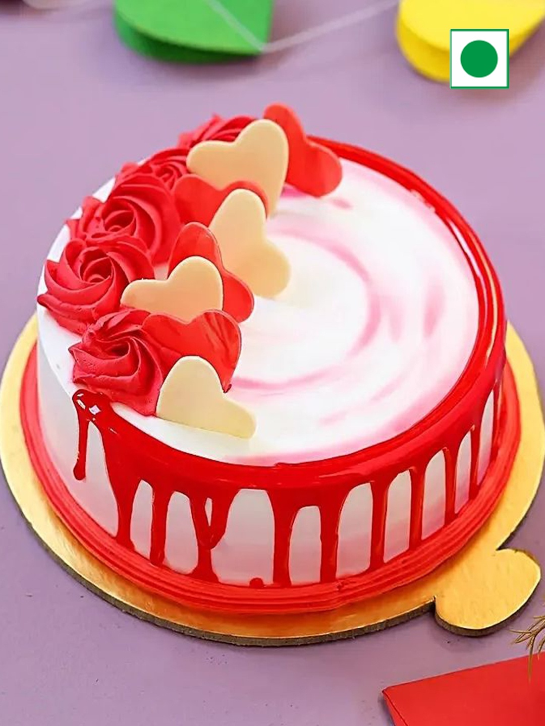 

fnp Strawberry Flavor Eggless RoundCake-500g, Red