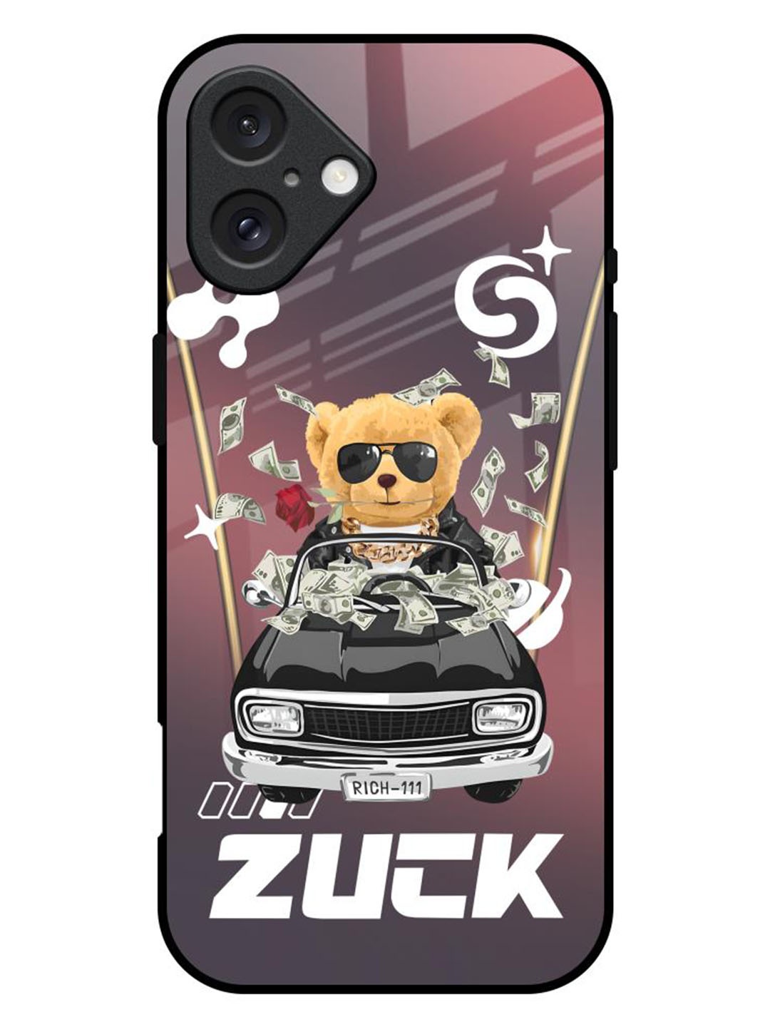 

QRIOH Money Madness Printed iPhone 16 Plus Back Case, Peach