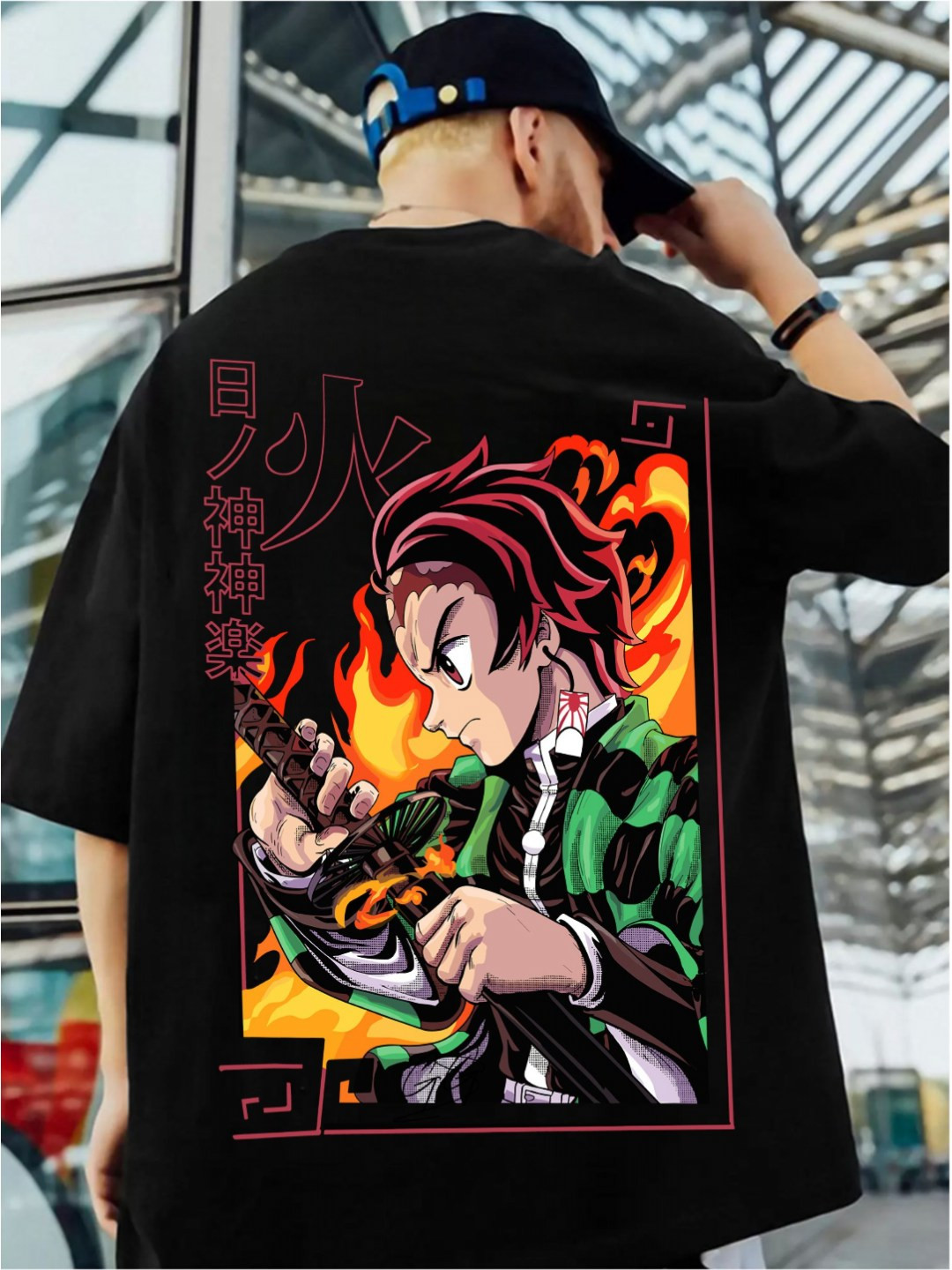 

ZEN1 FASHION Men Abzorb Graphic Printed Round Neck Cotton Oversized T-shirt, Black