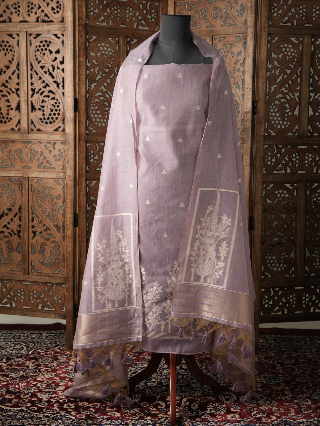 

GAJARAI Woven Design Unstitched Dress Material, Lavender