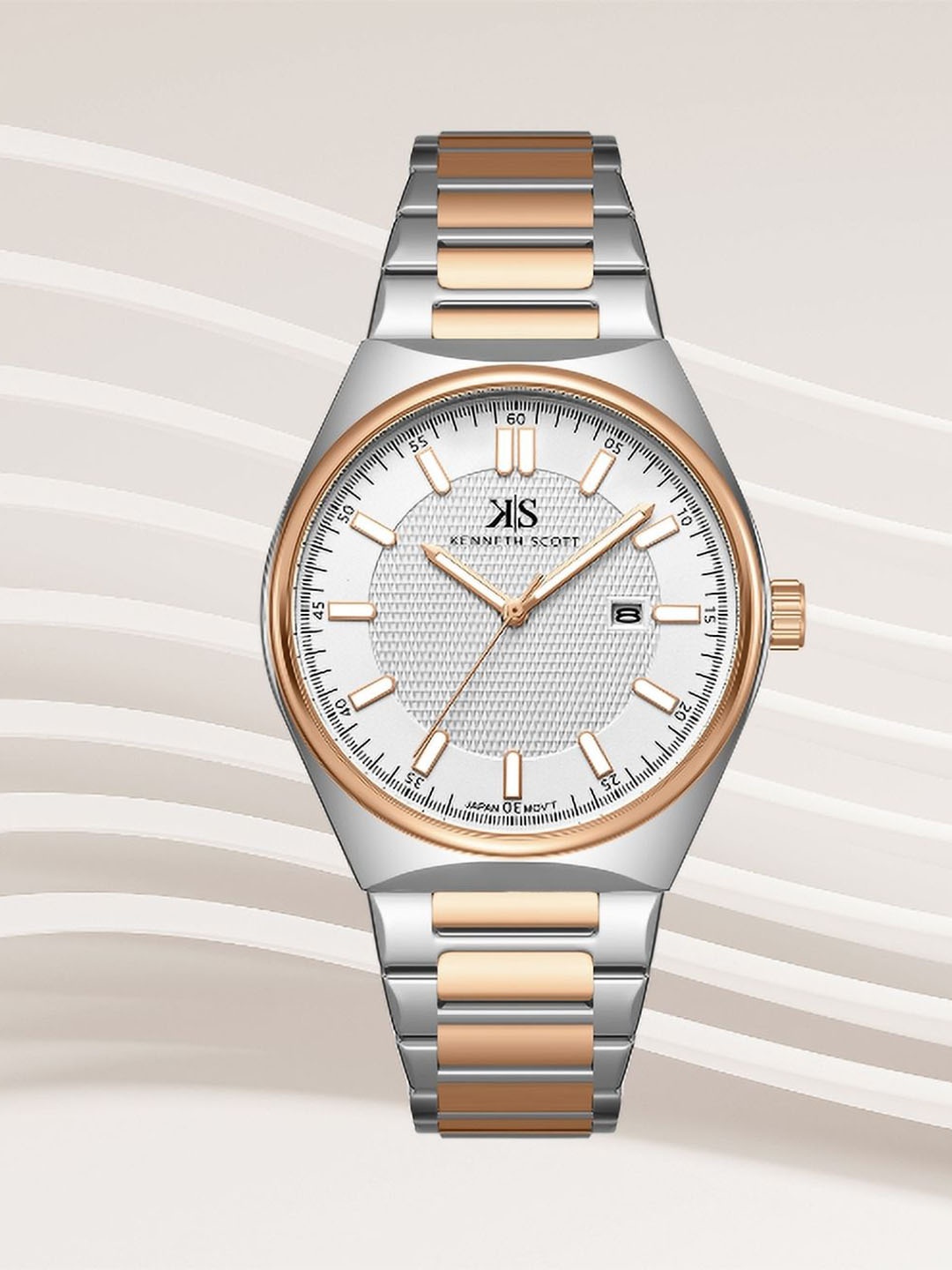 

KENNETH SCOTT Men Dial & Stainless Steel Bracelet Style Straps Analogue Watch K24016-KBKW, Silver