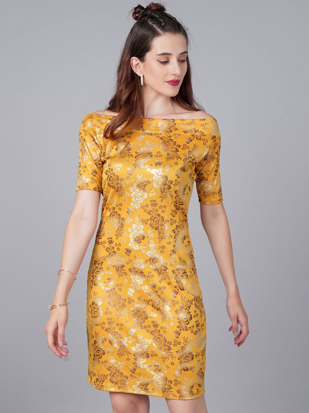 

Moda Rapido Floral Print Sheath Dress, Mustard