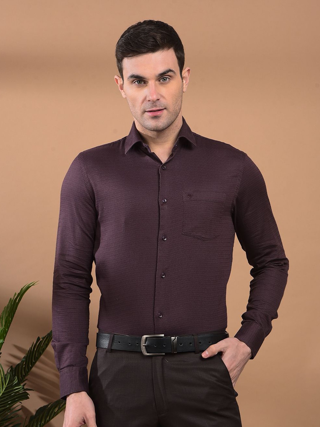 

COBB Men Opaque Formal Shirt, Burgundy
