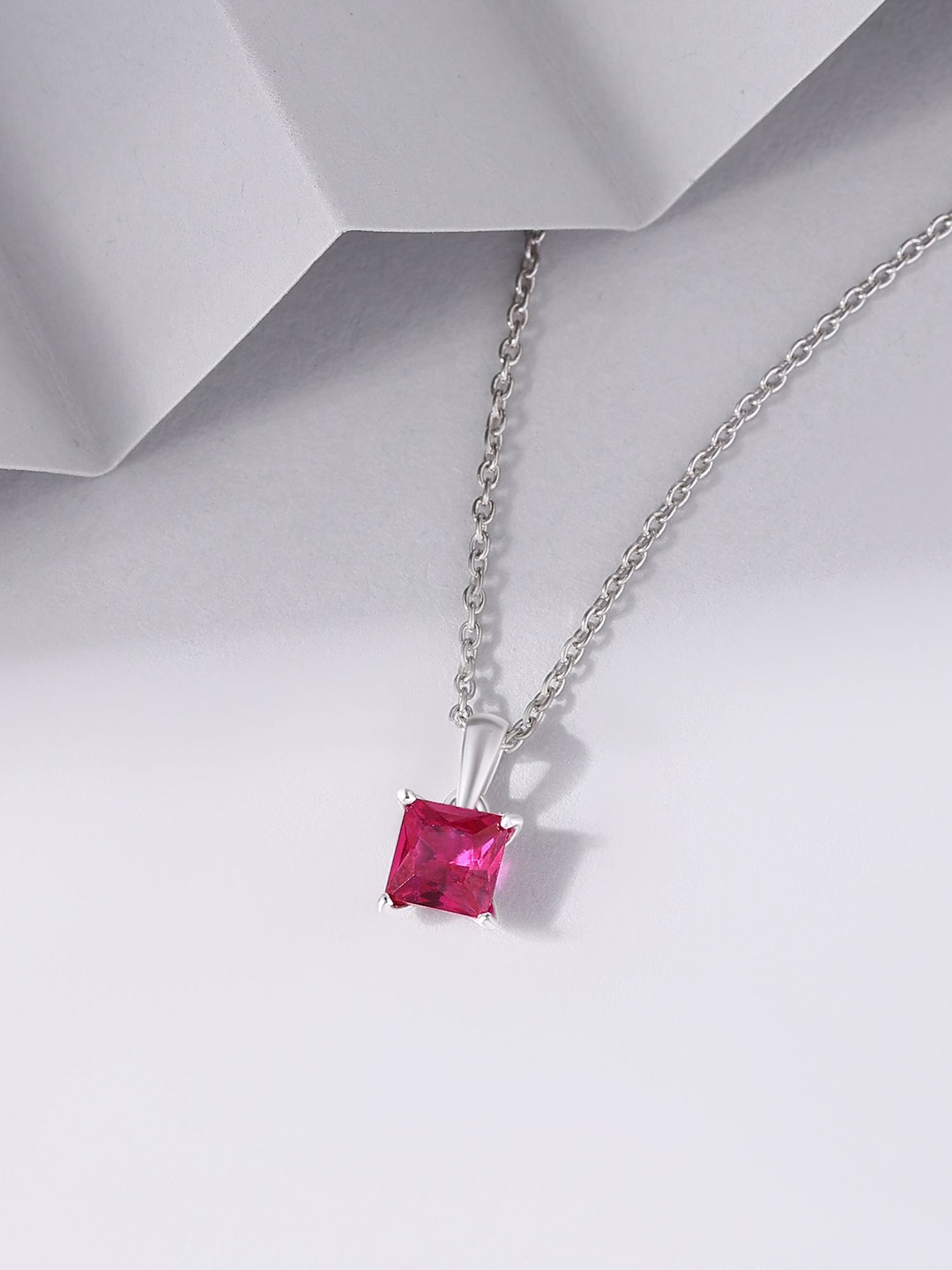 

Ornate Jewels Rose Gold-Plated Square Pendants with Chains, Silver