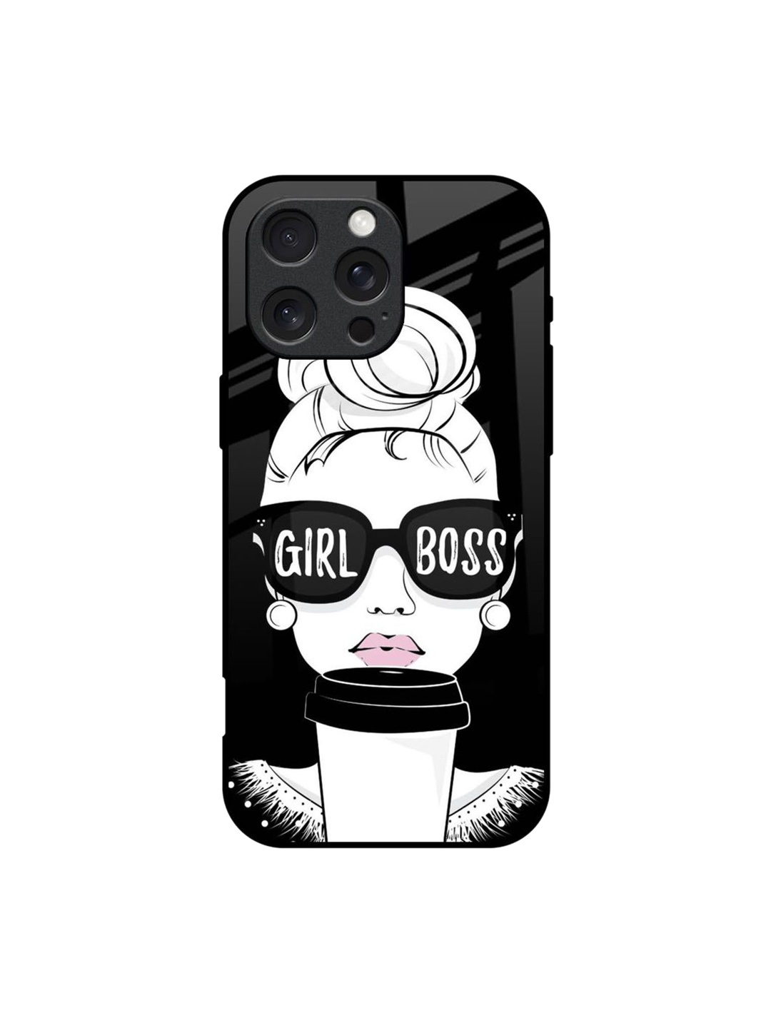 

QRIOH Quirky Printed iPhone 16 Pro Max Back Case Mobile Accessories, Black