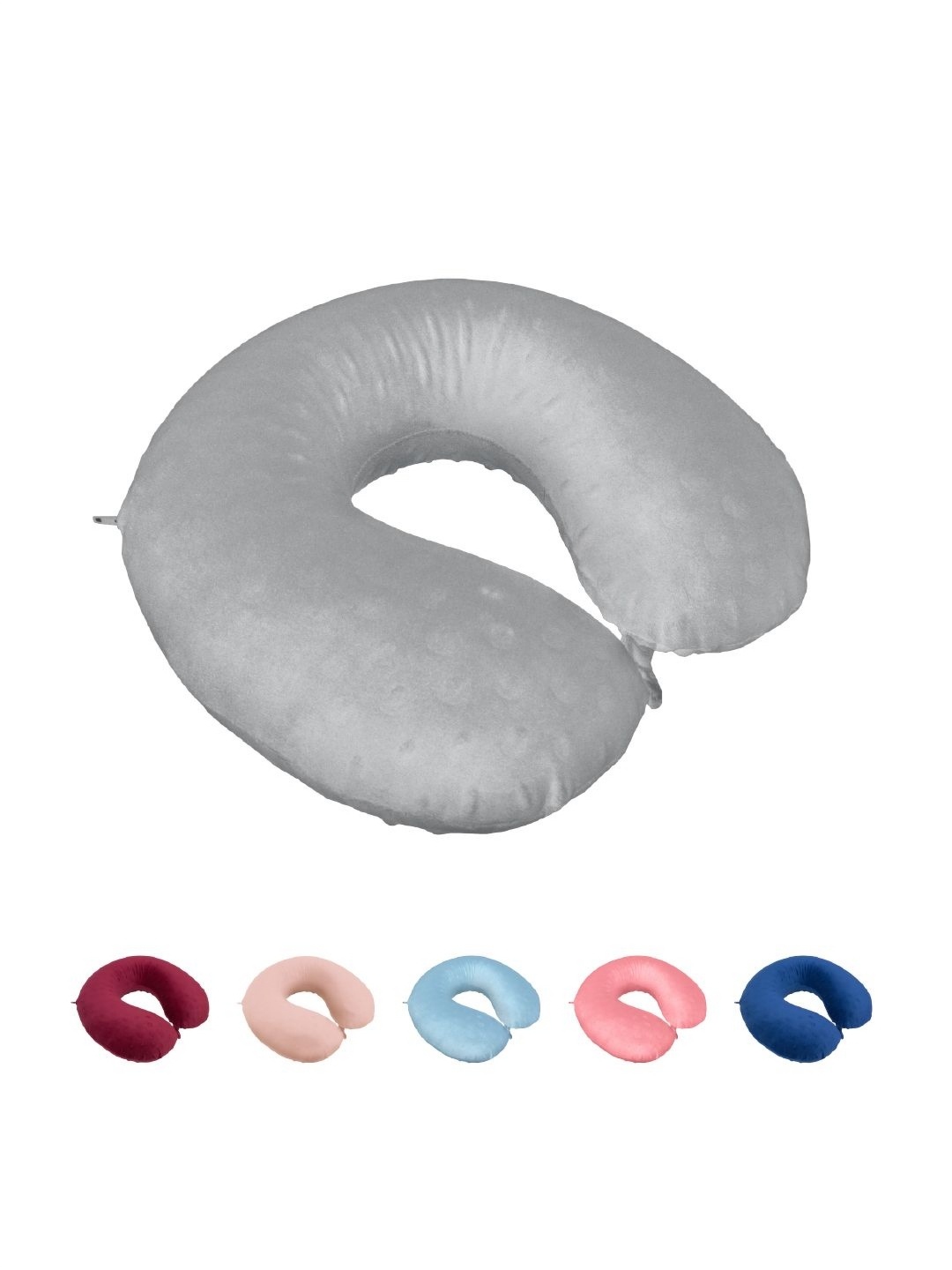 

MAXNAP Sleep Support Grey Memory Foam Filled Faux Velvet Travel Pillow