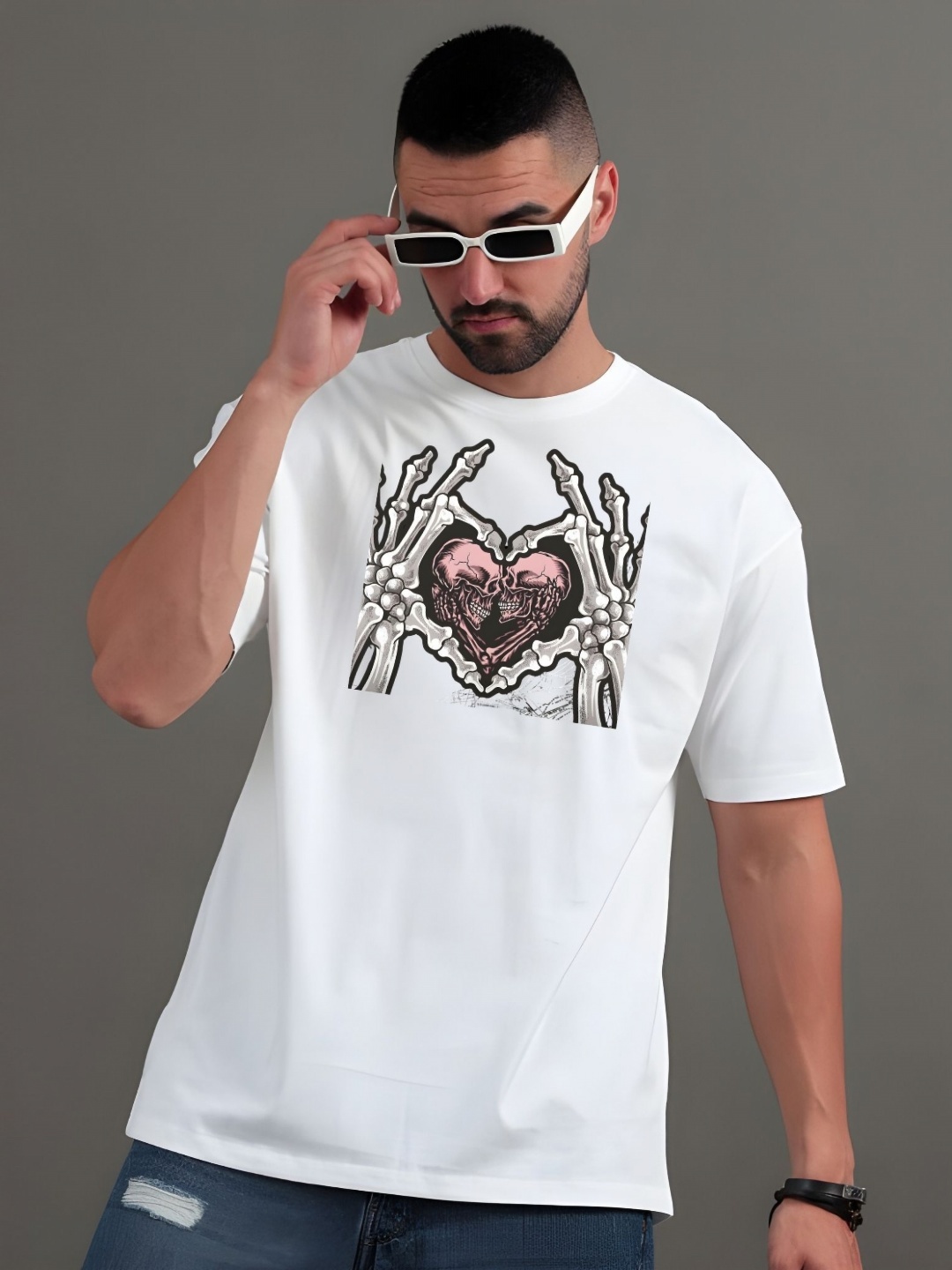 

SZN Men Graphic Printed Round Neck Cotton T-shirt, White