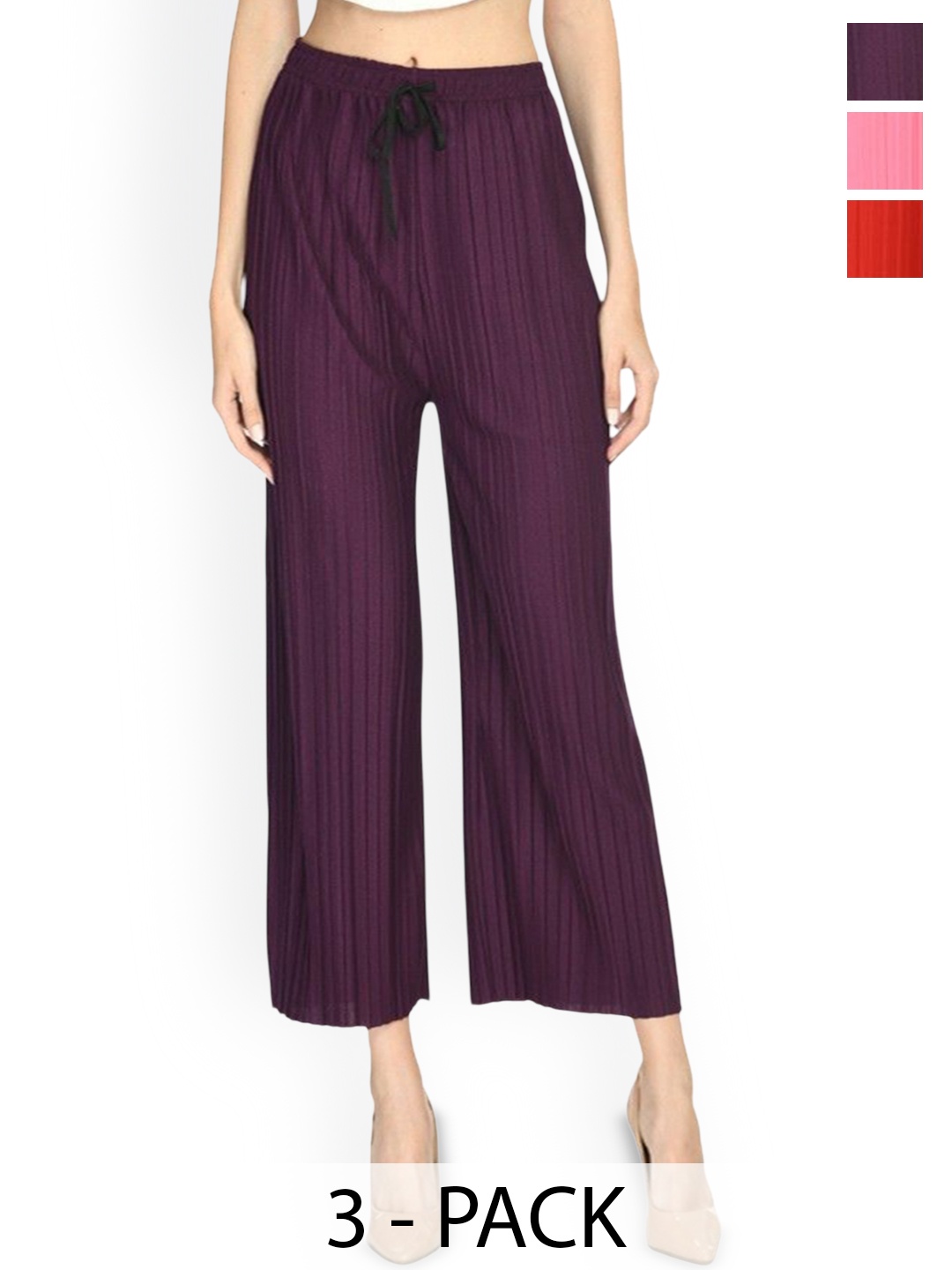 

Purser Women Pack of 3 Parallel Trousers, Red