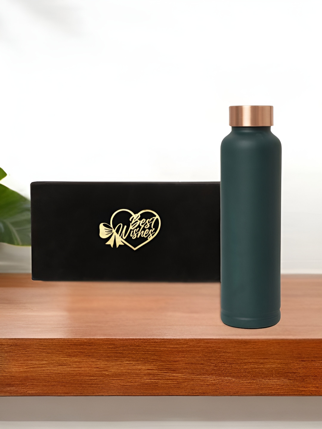

INTERNATIONAL GIFT Green Pure Copper Water Bottle With Velvet Box & Carry Bag
