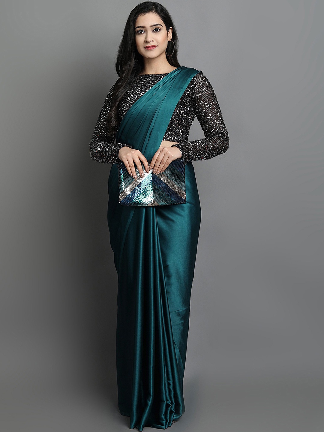 

DIVASTRI Women Satin Saree, Blue