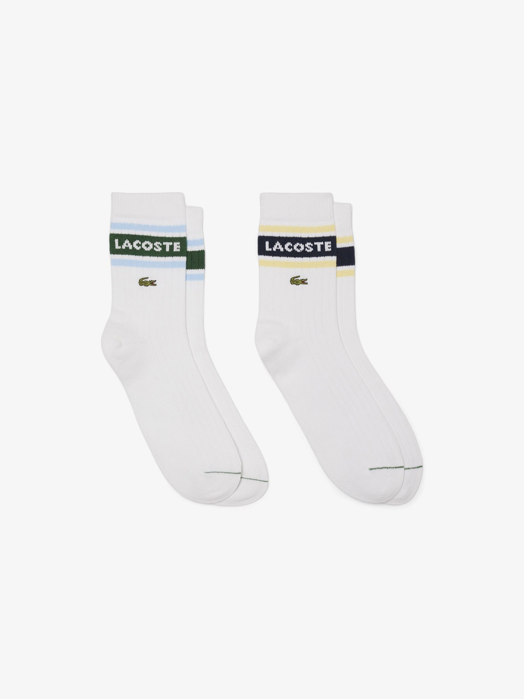 

Lacoste Men Pack Of 2 Striped Calf Length Socks, White