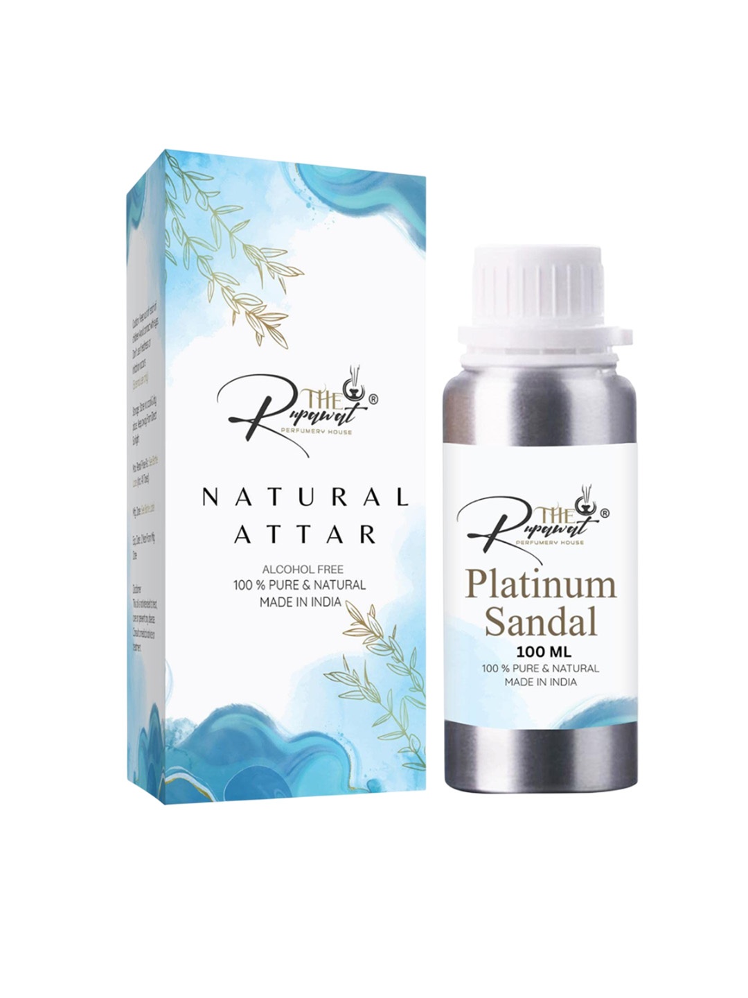 

THE RUPAWAT Perfumery House Platinum Sandal Natural & Alcohol-Free Attar - 100 ml, Transparent