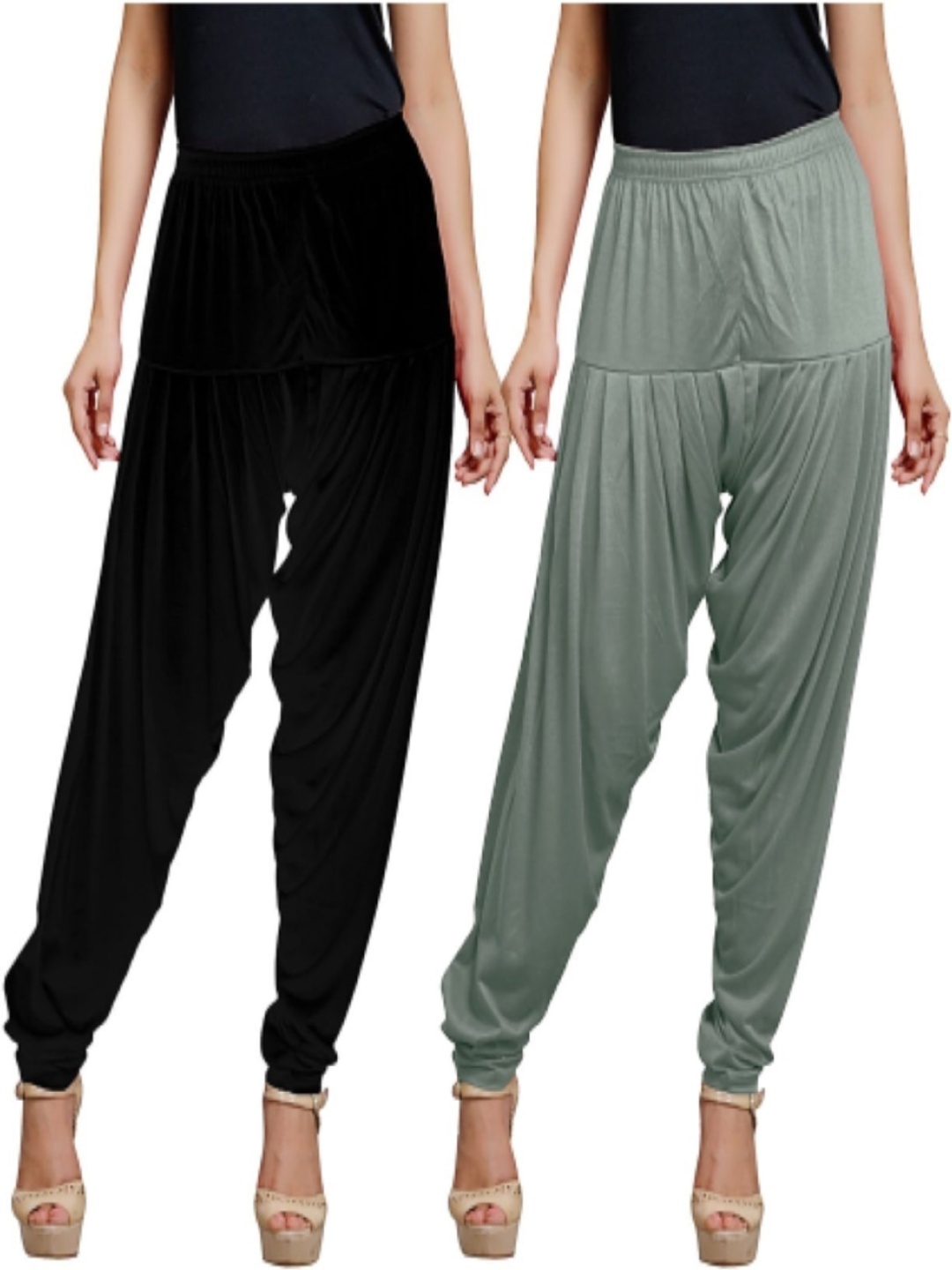 

AFRA GARMENTS Pack Of 2 Mid Rise Loose Fit Patiala, Black
