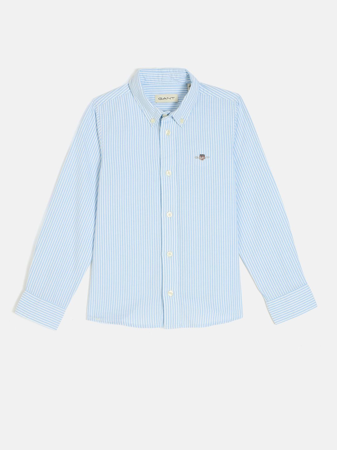 

GANT Boys Button-Down Collar Vertical Striped Cotton Casual Shirt, Blue