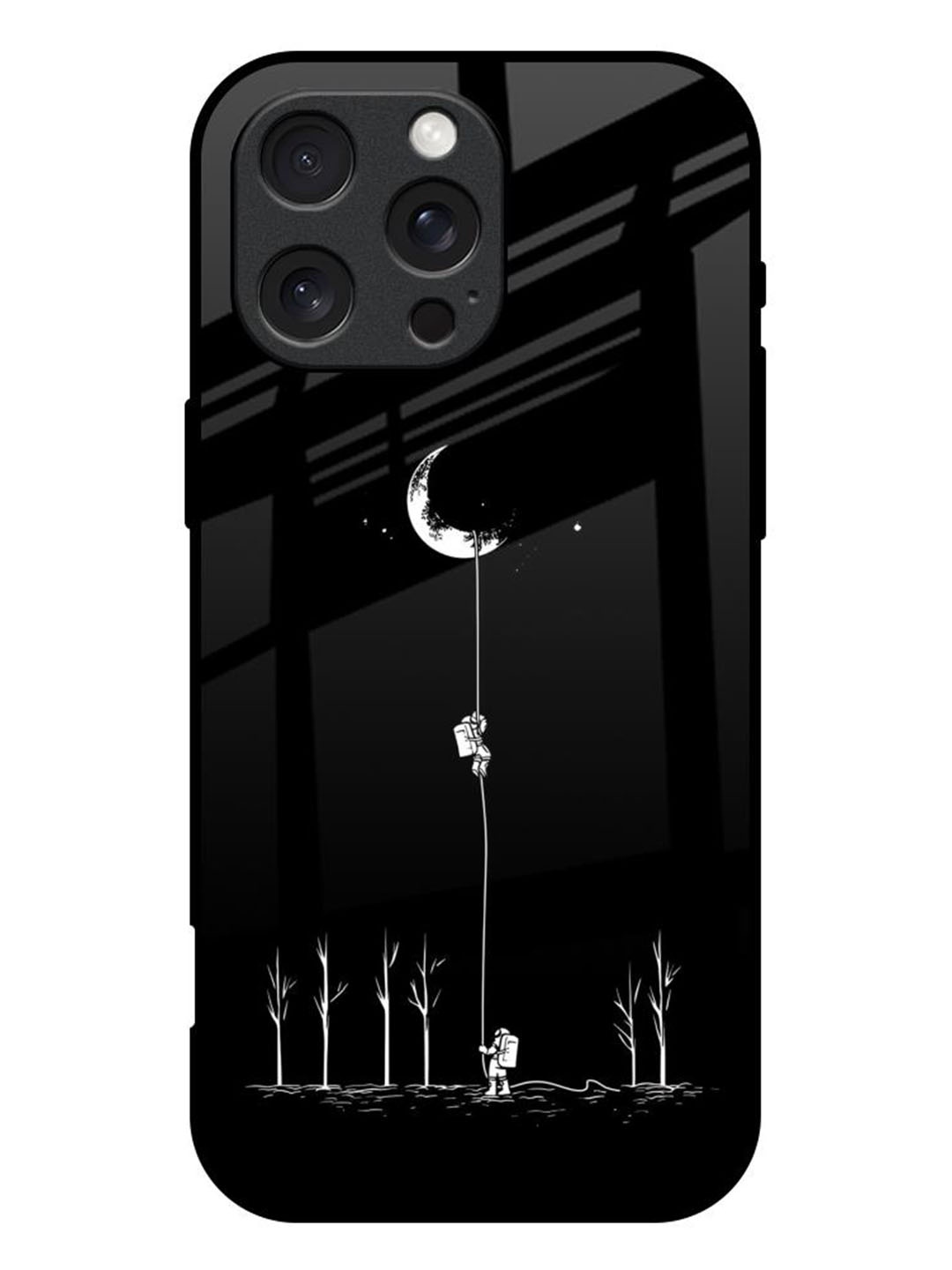 

QRIOH Quirky Printed iPhone 16 Pro Max Back Case Mobile Accessories, Black