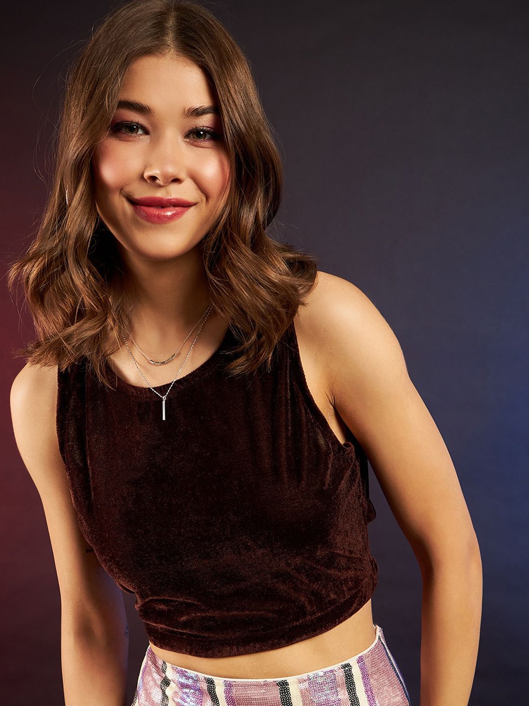 

DressBerry Women Solid Round Neck Top, Brown