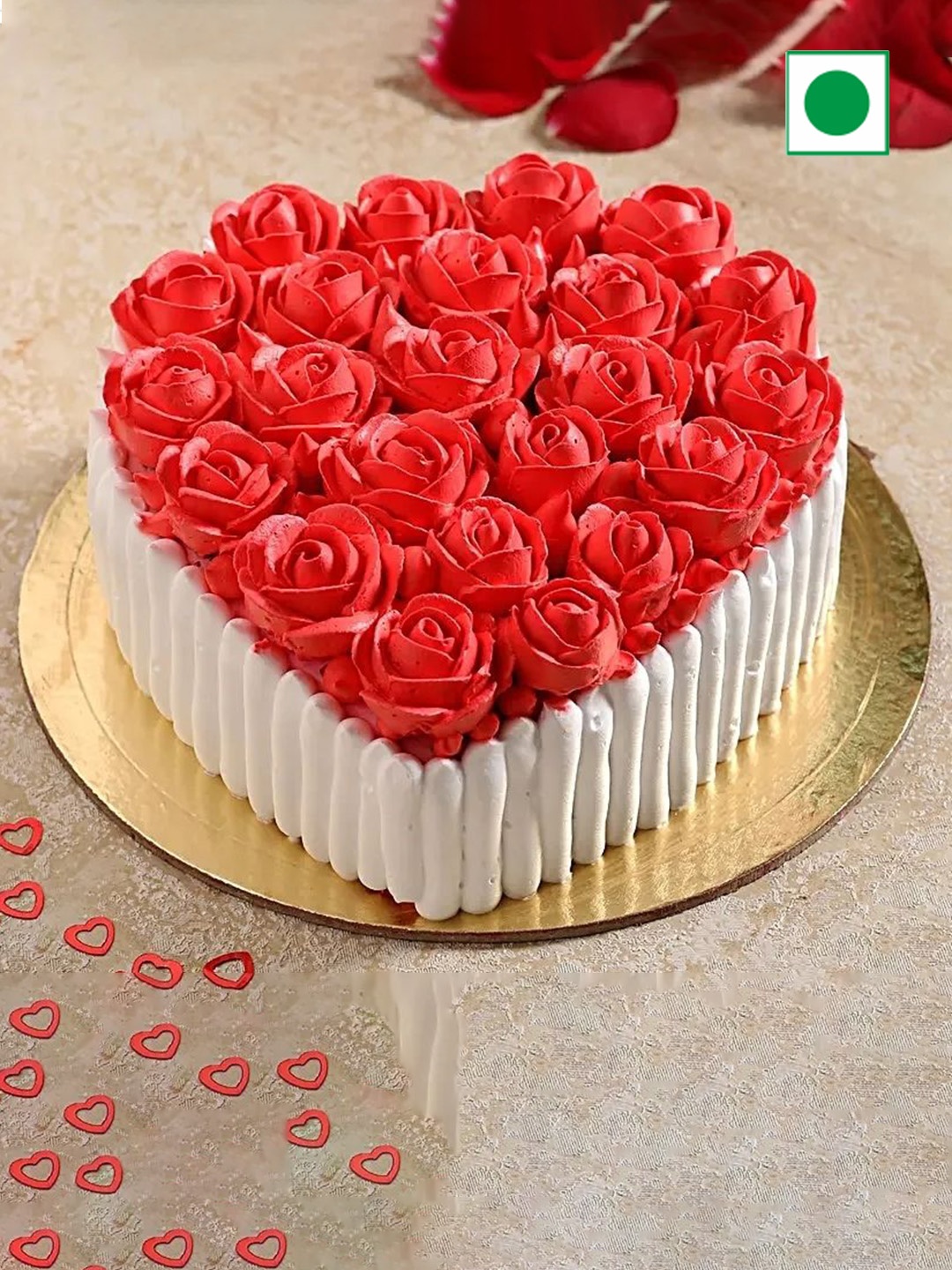 

fnp Black Forest Flavor Eggless Heart Cake-500g, Red