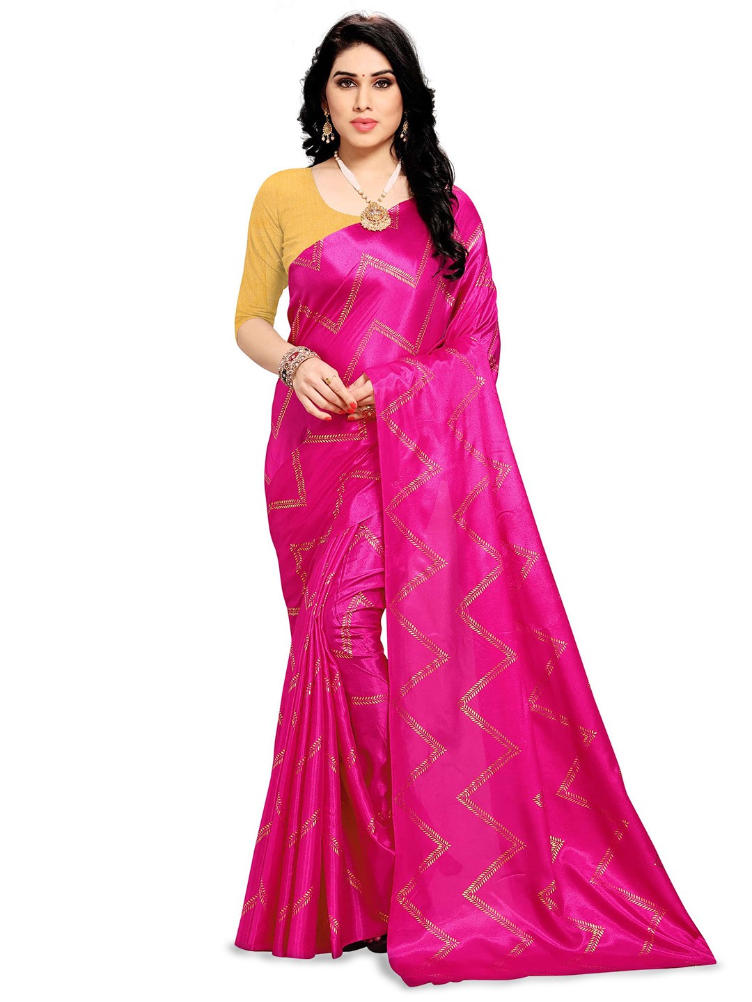 

MOKSHA DESIGNS Women Embellished Saree With Blouse Piece, Pink