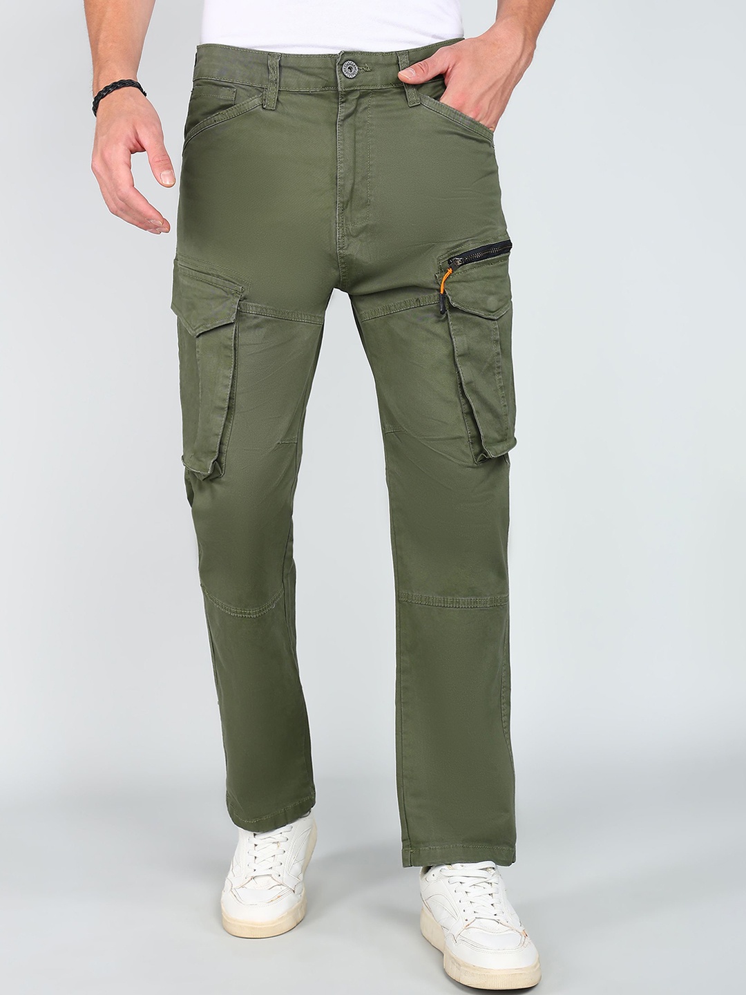 

BAESD Men Relaxed Regular Fit Mid-Rise Cargos, Green