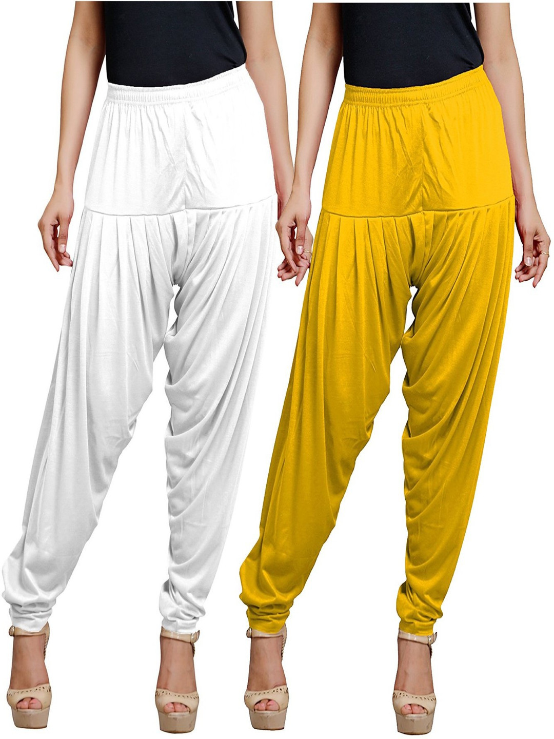 

AFRA GARMENTS Women Pack of 2 Pure Cotton Mid-Rise Patiala, White