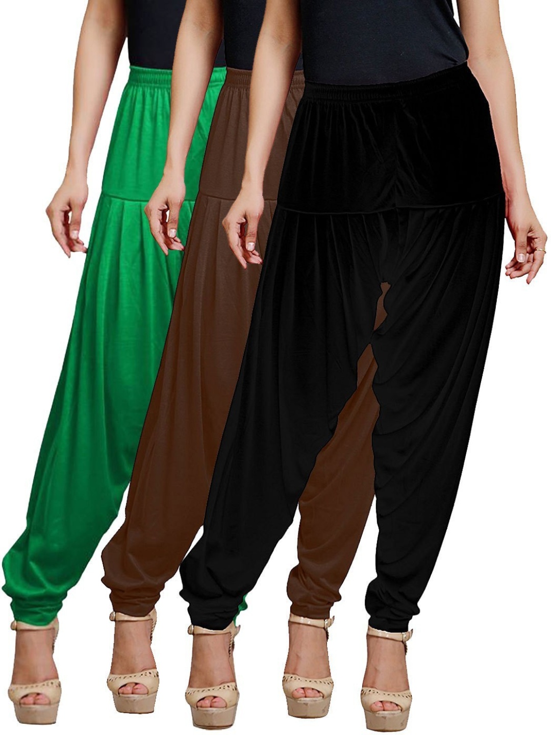 

AFRA GARMENTS Women Pack Of 3 Mid-Rise Loose-Fit Patiala, Green