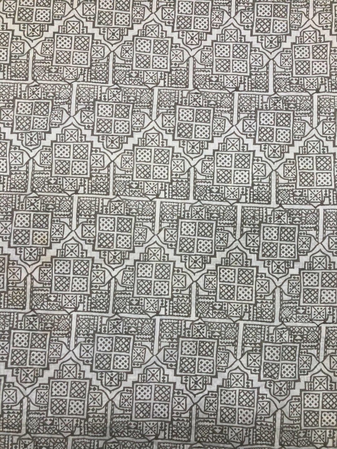 

PALASH Geometric Block Printed Pure Cotton Unstitched Dress Material, White