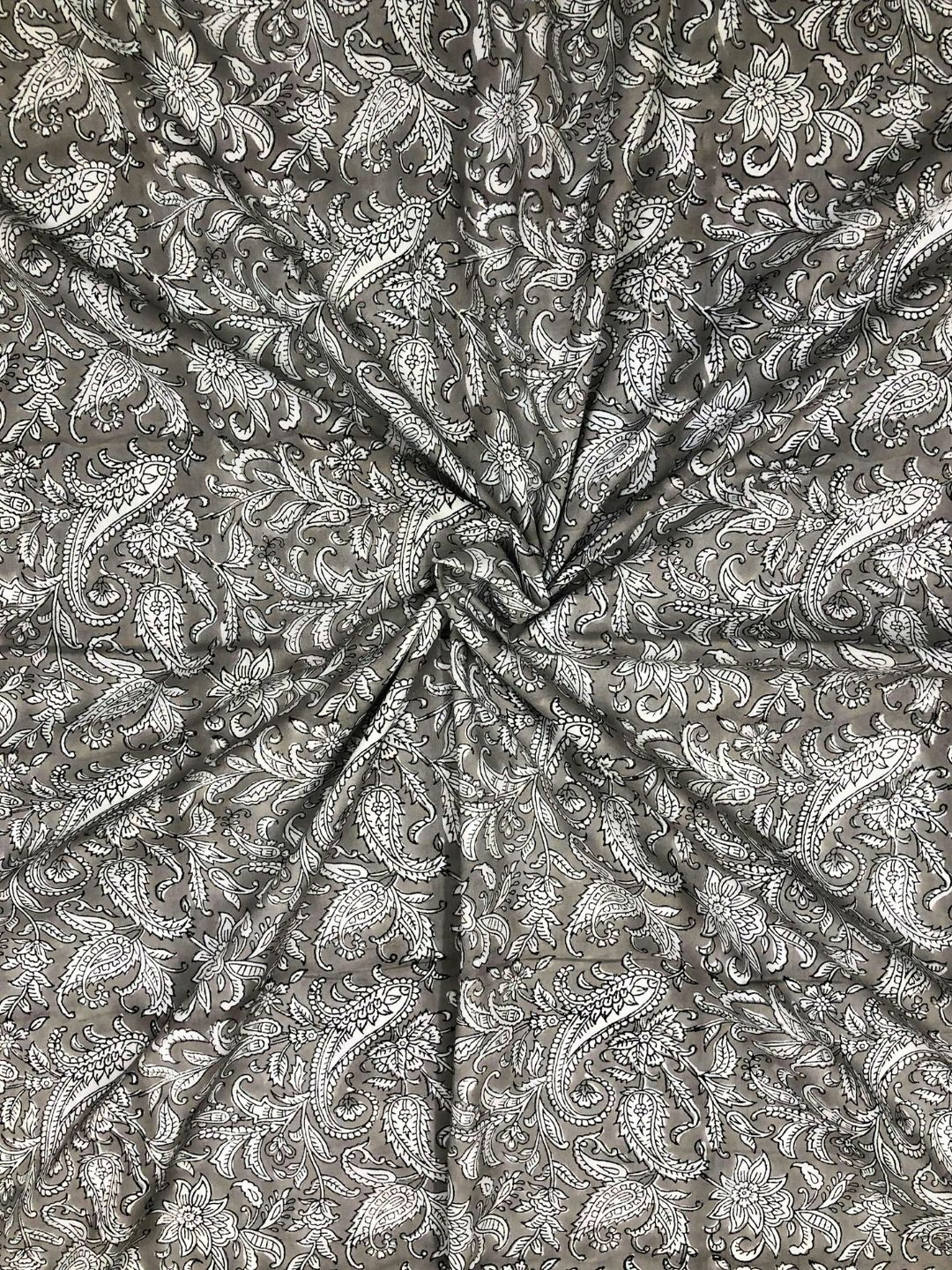 

PALASH Block Printed Pure Cotton Unstitched Dress Material, Grey