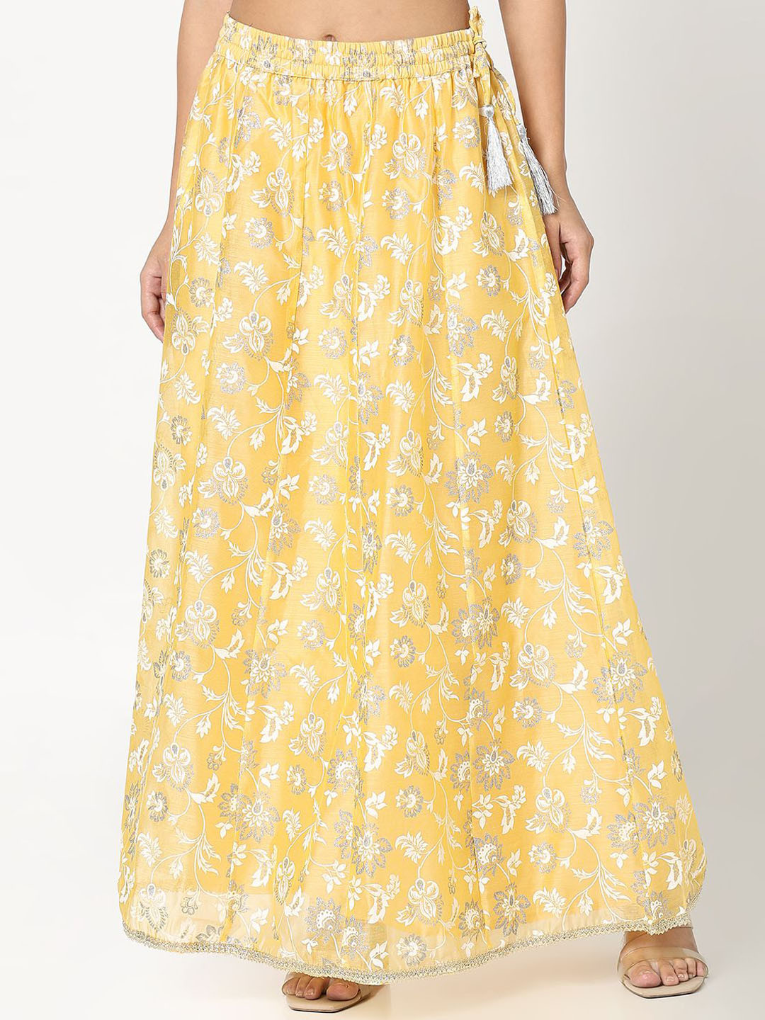 

R&B Women Printed A-Line Maxi Skirt, Yellow